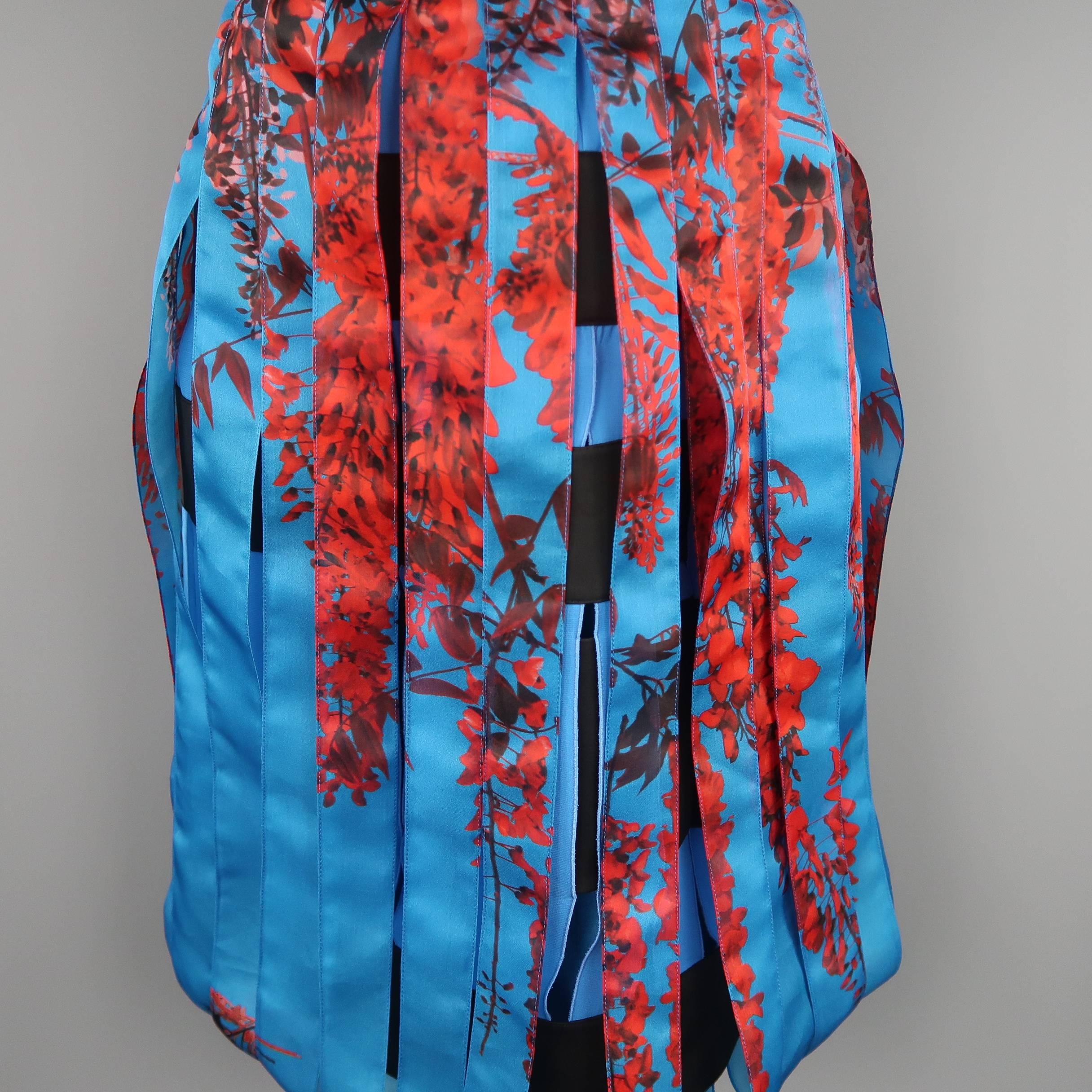 Christian Dior Dress - Spring 2014 Runway - Blue, Red, Floral, Silk, Cocktail In Excellent Condition In San Francisco, CA