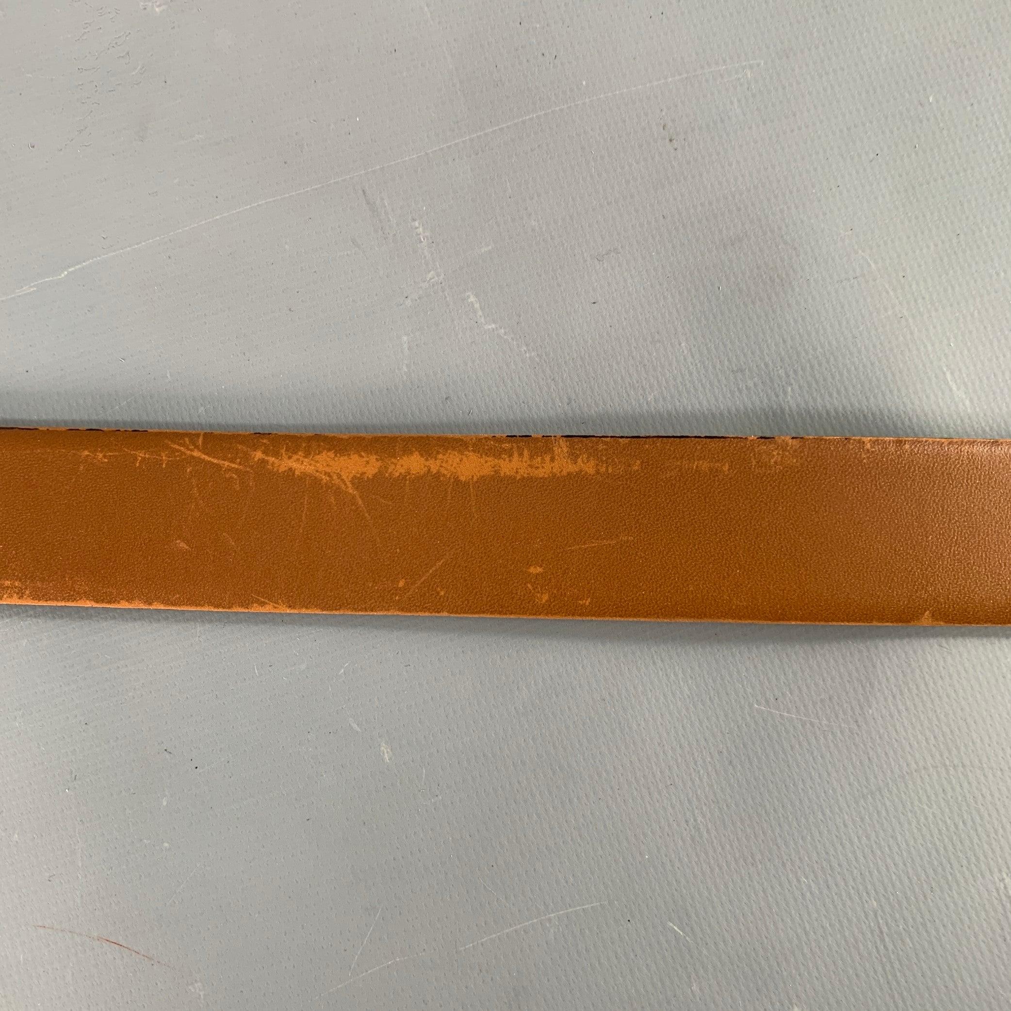 Men's CHRISTIAN DIOR Size 42 Black Gold Leather Belt
