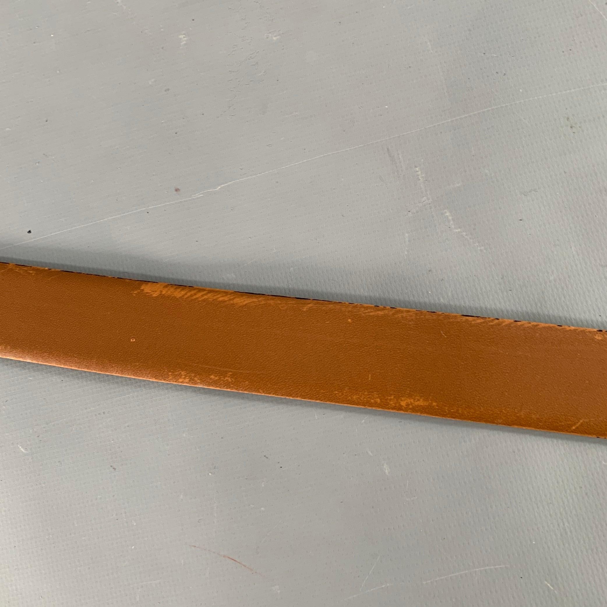 CHRISTIAN DIOR Size 42 Black Gold Leather Belt 1