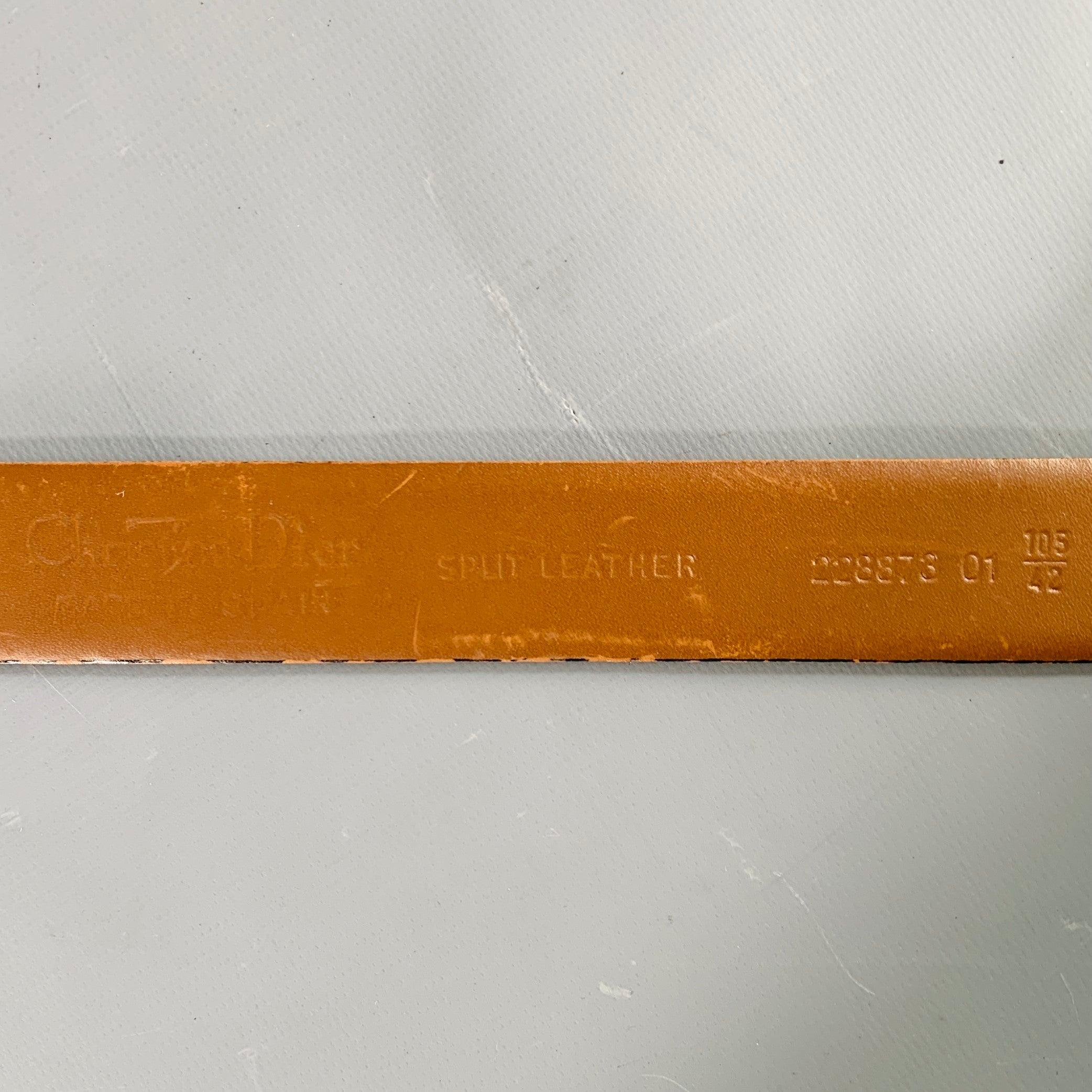 CHRISTIAN DIOR Size 42 Black Gold Leather Belt 2