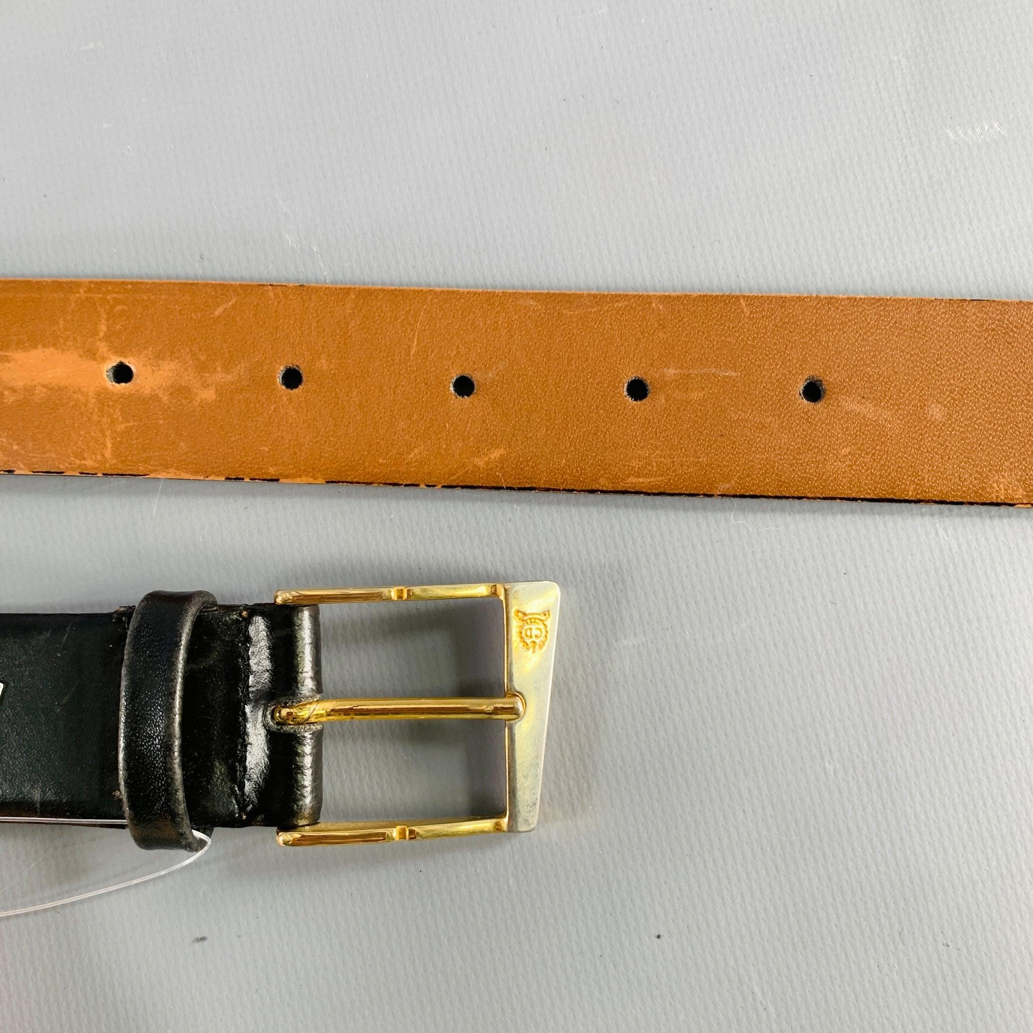 CHRISTIAN DIOR Size 42 Black Gold Leather Belt 3