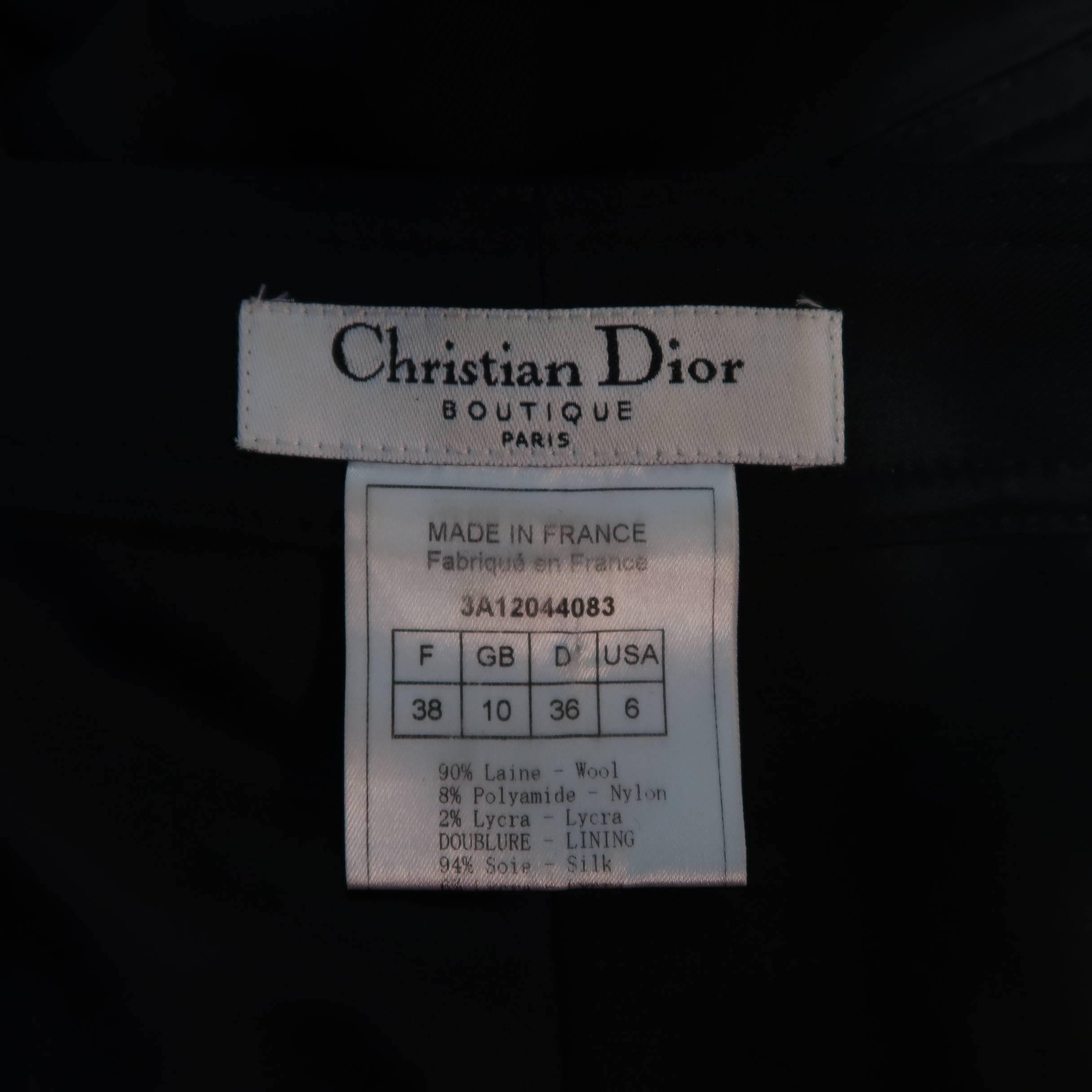 CHRISTIAN DIOR Size 6 Black Grommet Trim Buckle Pocket Boot Cut Pants 4