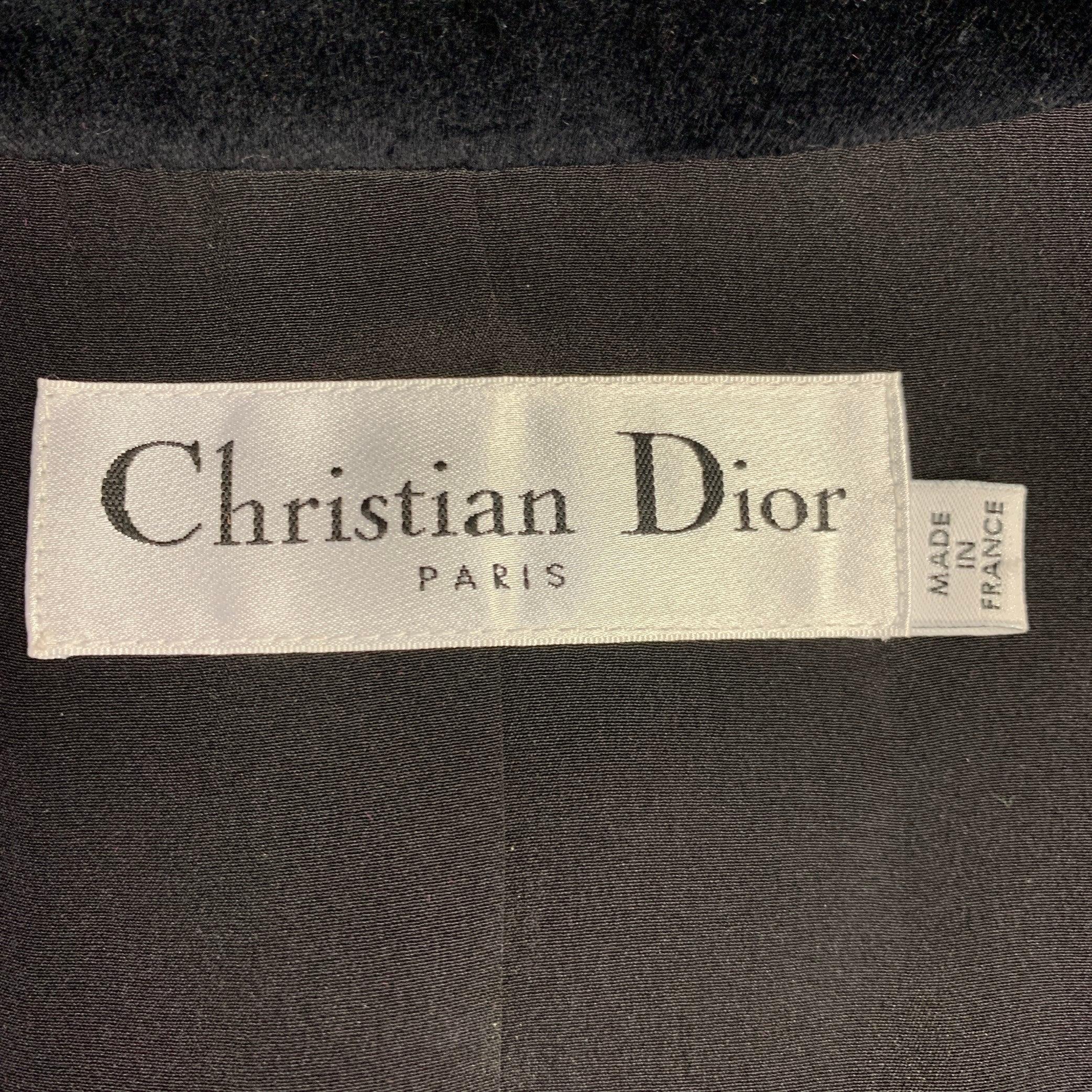 CHRISTIAN DIOR Size 6 Black Multi Color Velvet Embroidered Vest 1