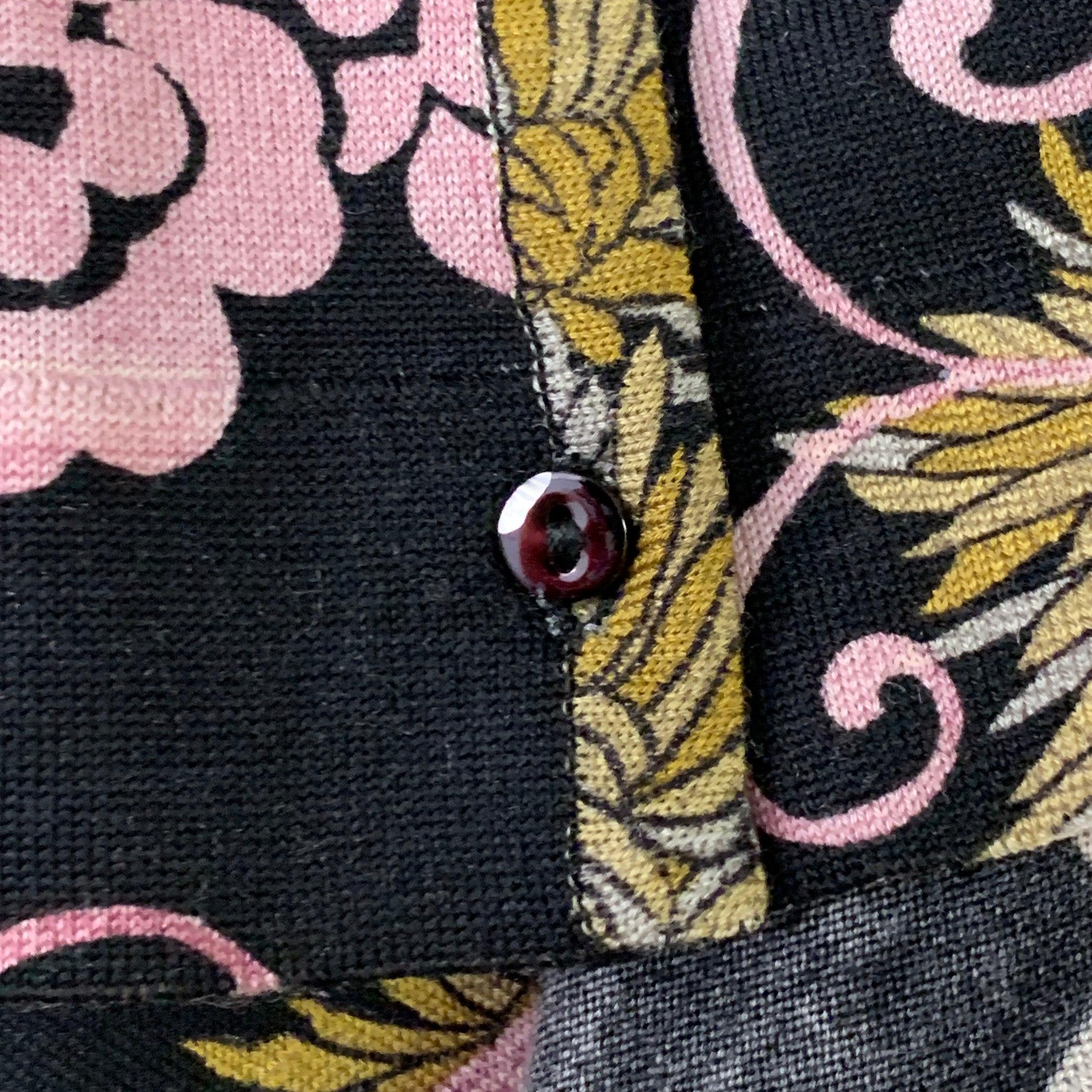 CHRISTIAN DIOR Size 6 Black Purple Wool Blend Abstract Floral Cardigan For Sale 2