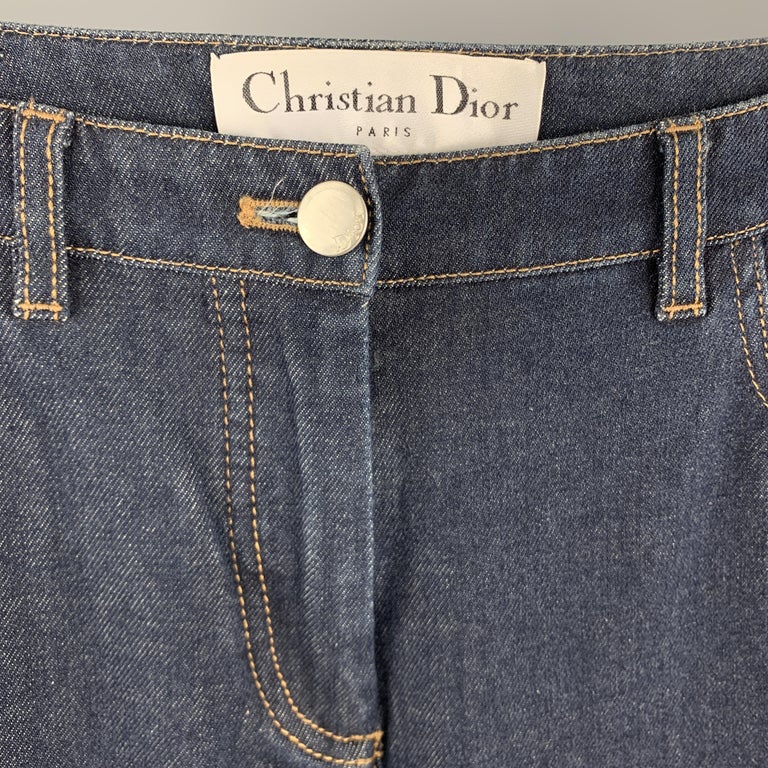 CHRISTIAN DIOR Size 6 Blue Stretch Denim Metal Plaque Skinny Jeans at  1stDibs | christian dior jeans