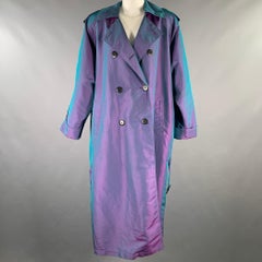 CHRISTIAN DIOR Size 6 Purple Teal Iridescent Trench Trench Coat