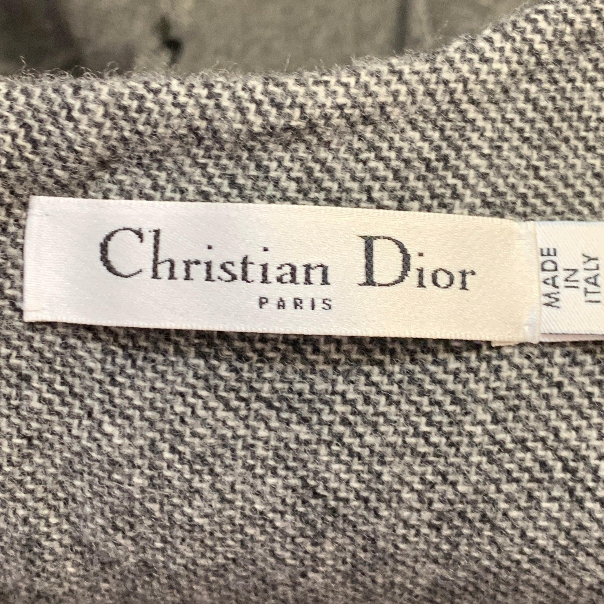 CHRISTIAN DIOR Taille 8 Gris Noir Texturé Tulipe Robe longueur genou Pour femmes en vente