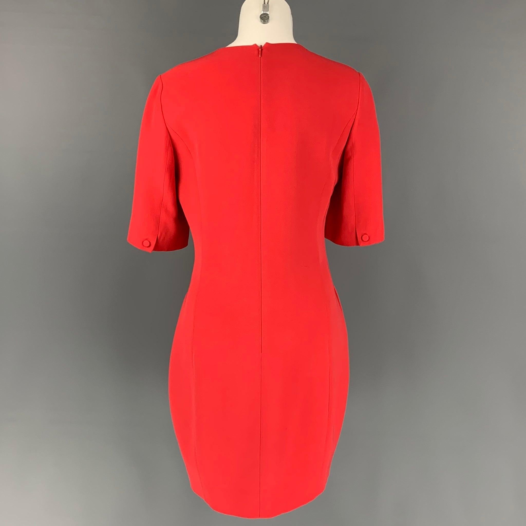 CHRISTIAN DIOR Size 8 Red Silk / Wool Knee-Length A-line Dress In Good Condition For Sale In San Francisco, CA