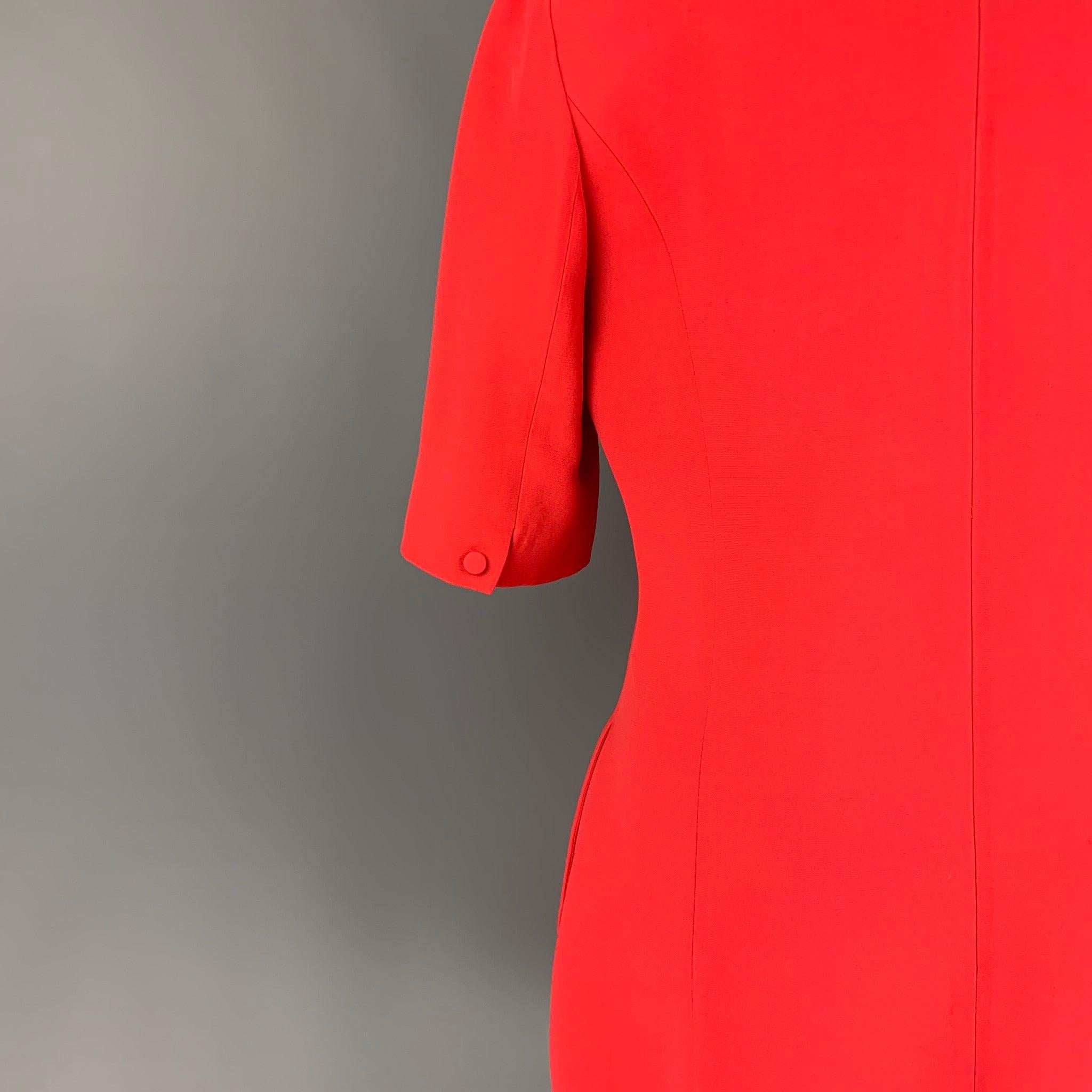 Women's CHRISTIAN DIOR Size 8 Red Silk / Wool Knee-Length A-line Dress For Sale