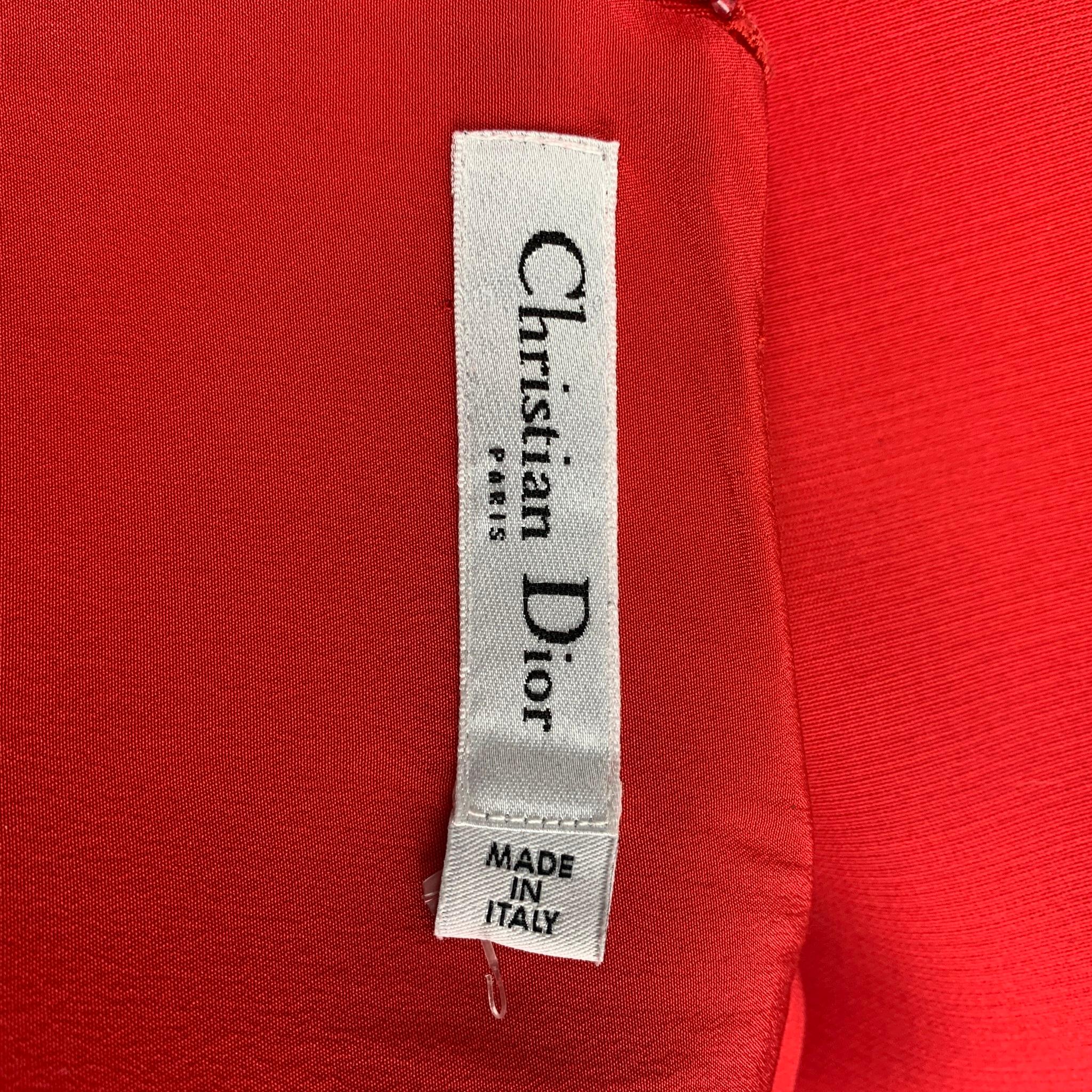 Women's CHRISTIAN DIOR Size 8 Red Silk / Wool Knee-Length A-line Dress