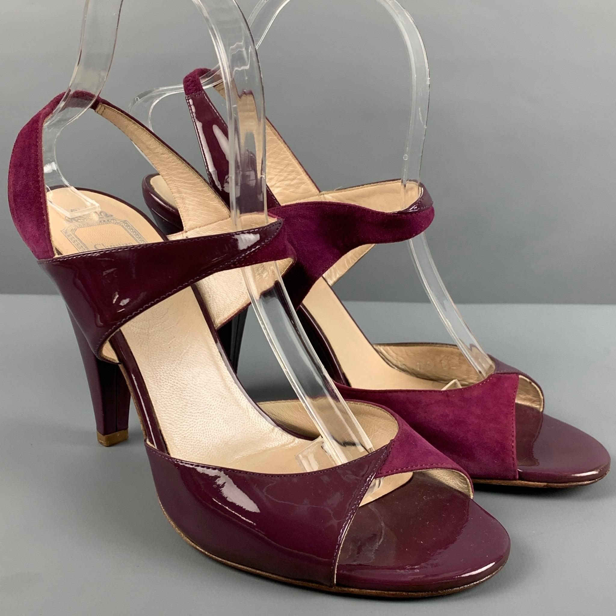 CHRISTIAN DIOR Size 9 Purple Patent Leather Sandals In Good Condition For Sale In San Francisco, CA