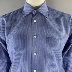 CHRISTIAN DIOR Size L Blue White Stripe Cotton Vintage Long Sleeve Shirt