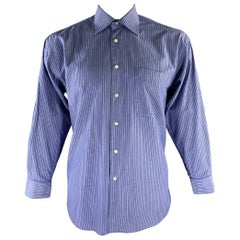 CHRISTIAN DIOR Size L Blue White Stripe Cotton Vintage Long Sleeve Shirt