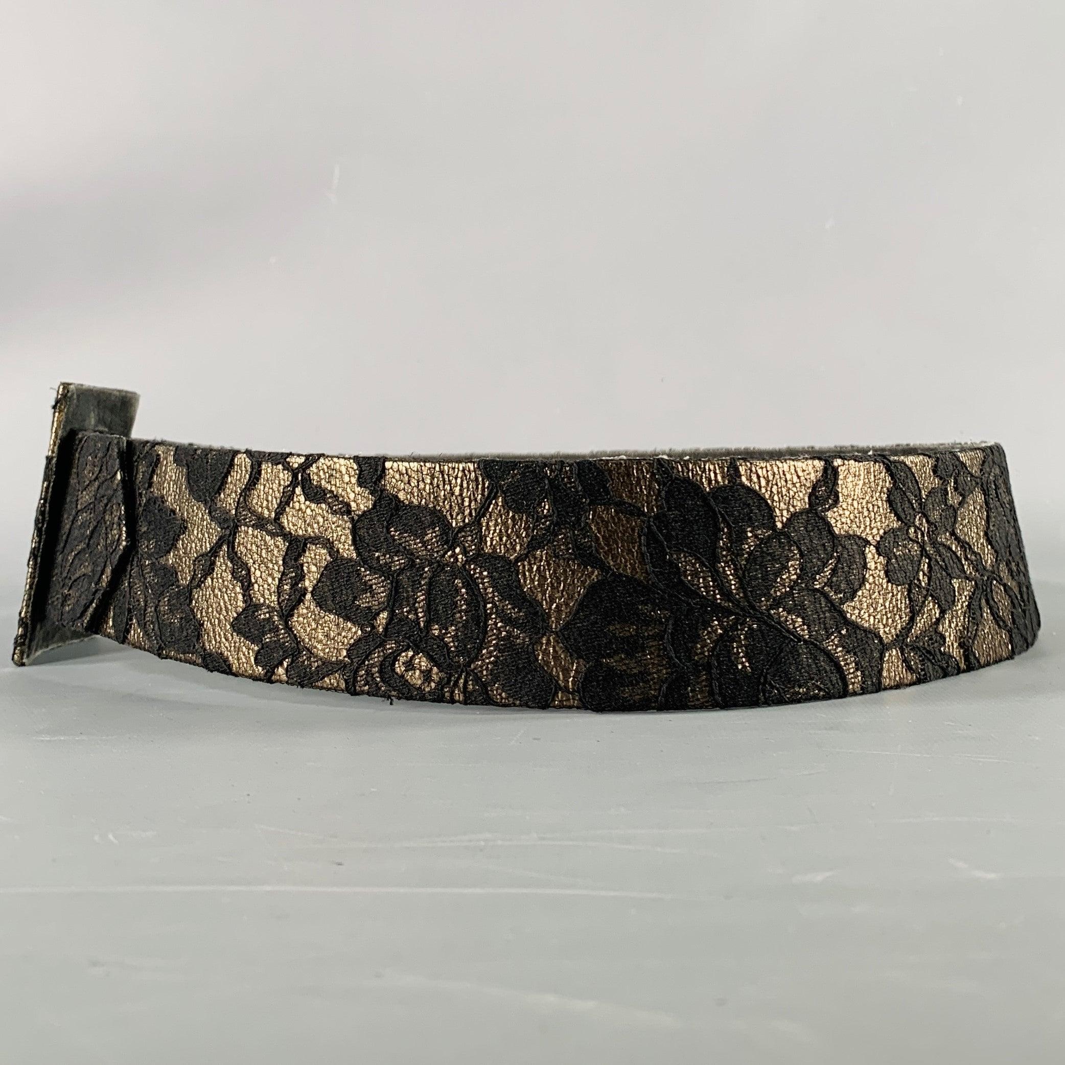 Men's CHRISTIAN DIOR Size M Black Anthracite Lace Leather Belt For Sale