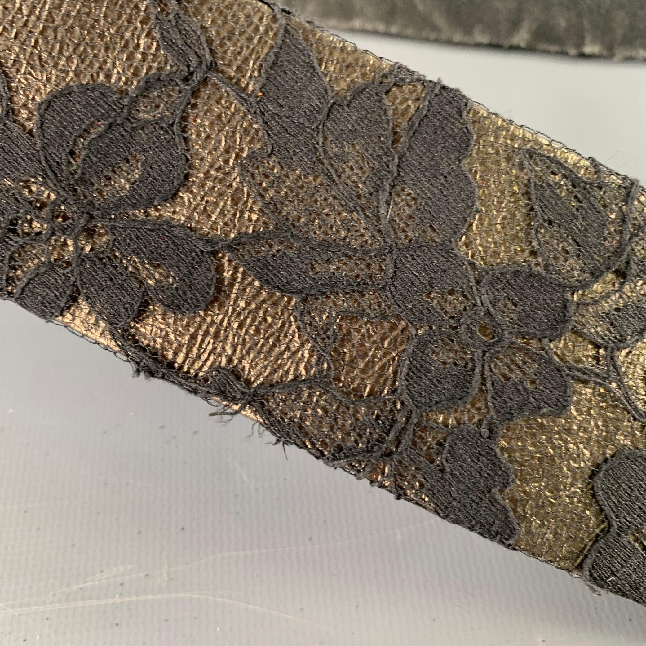 CHRISTIAN DIOR Size M Black Anthracite Lace Leather Belt For Sale 2
