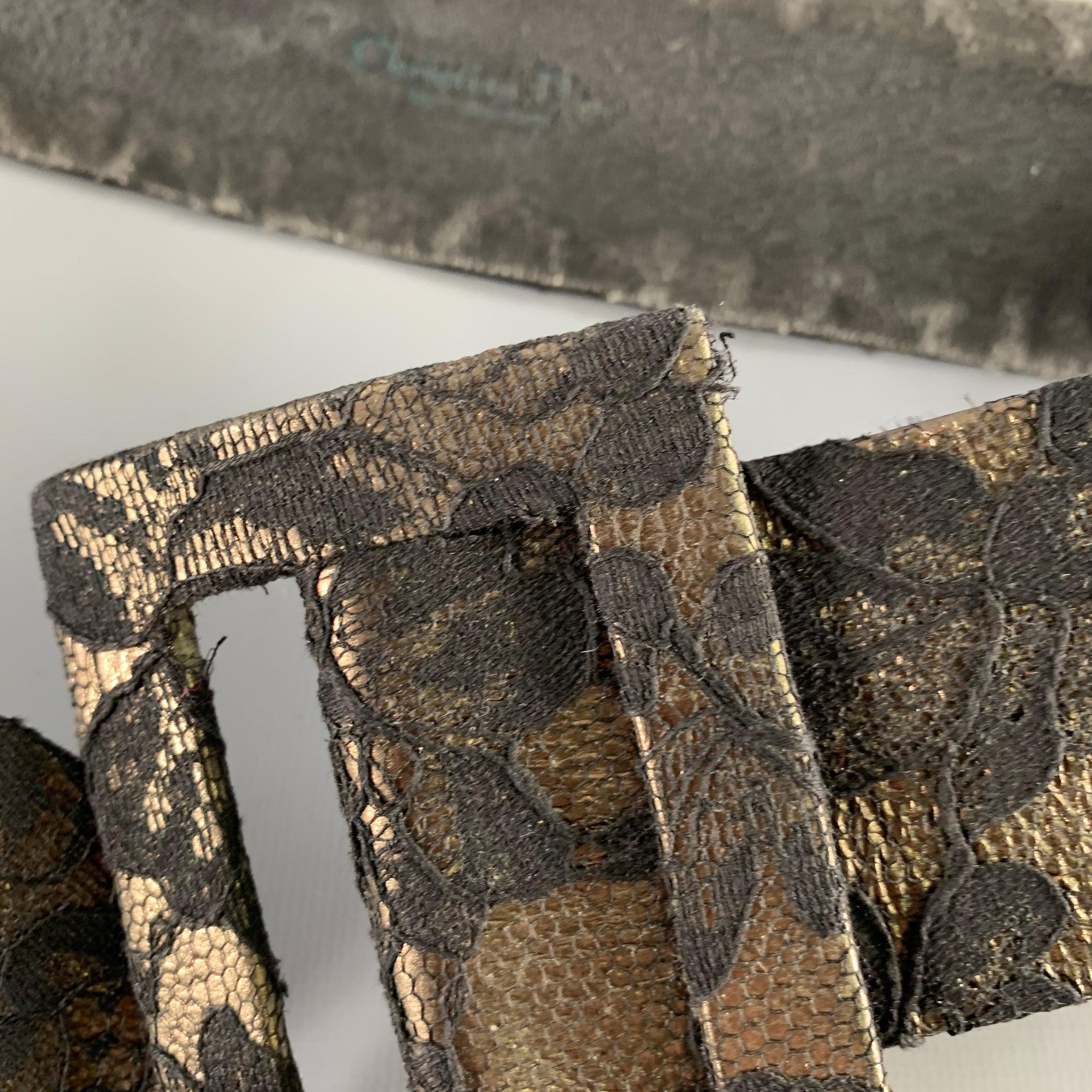 CHRISTIAN DIOR Size M Black Anthracite Lace Leather Belt For Sale 4