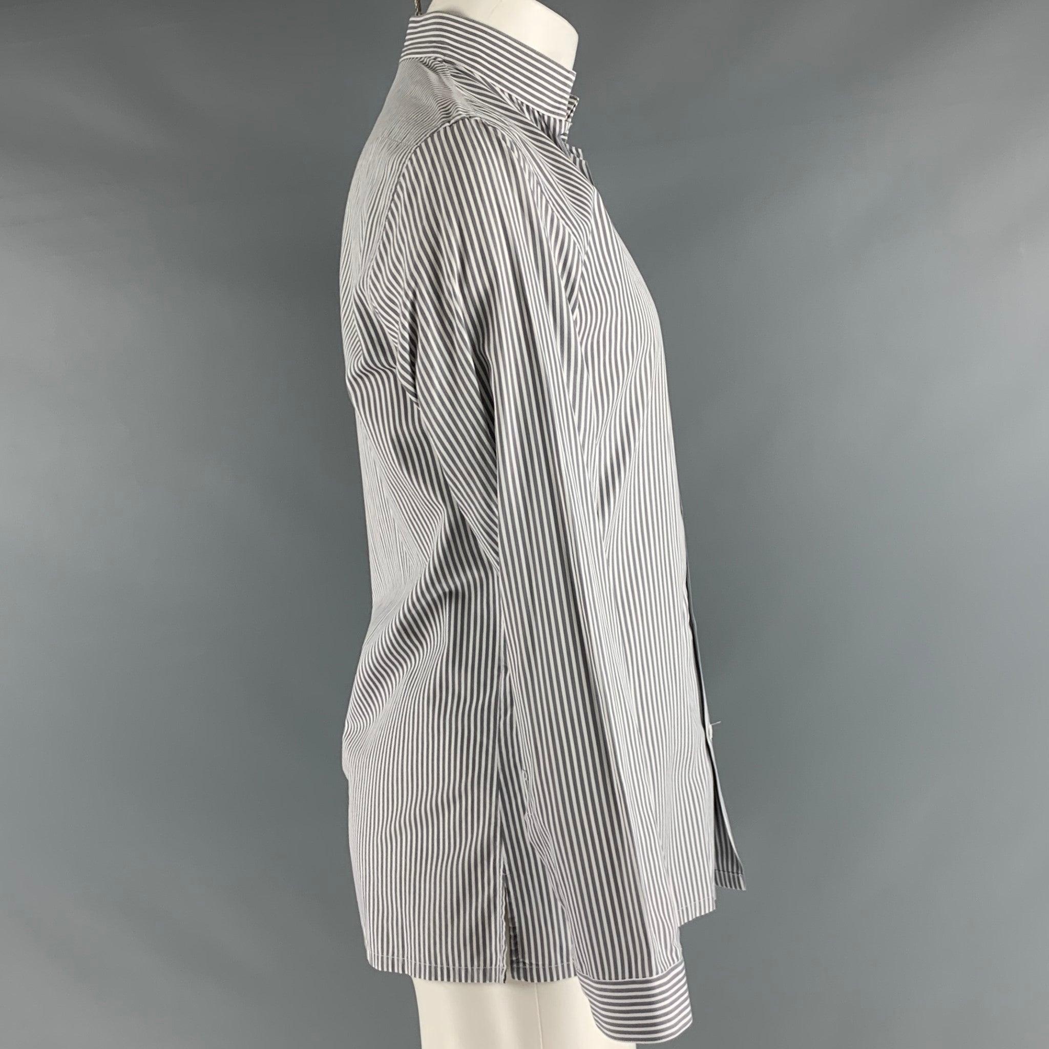 CHRISTIAN DIOR long sleeve shirt
in a grey and white fabric featuring vertical stripes, 
