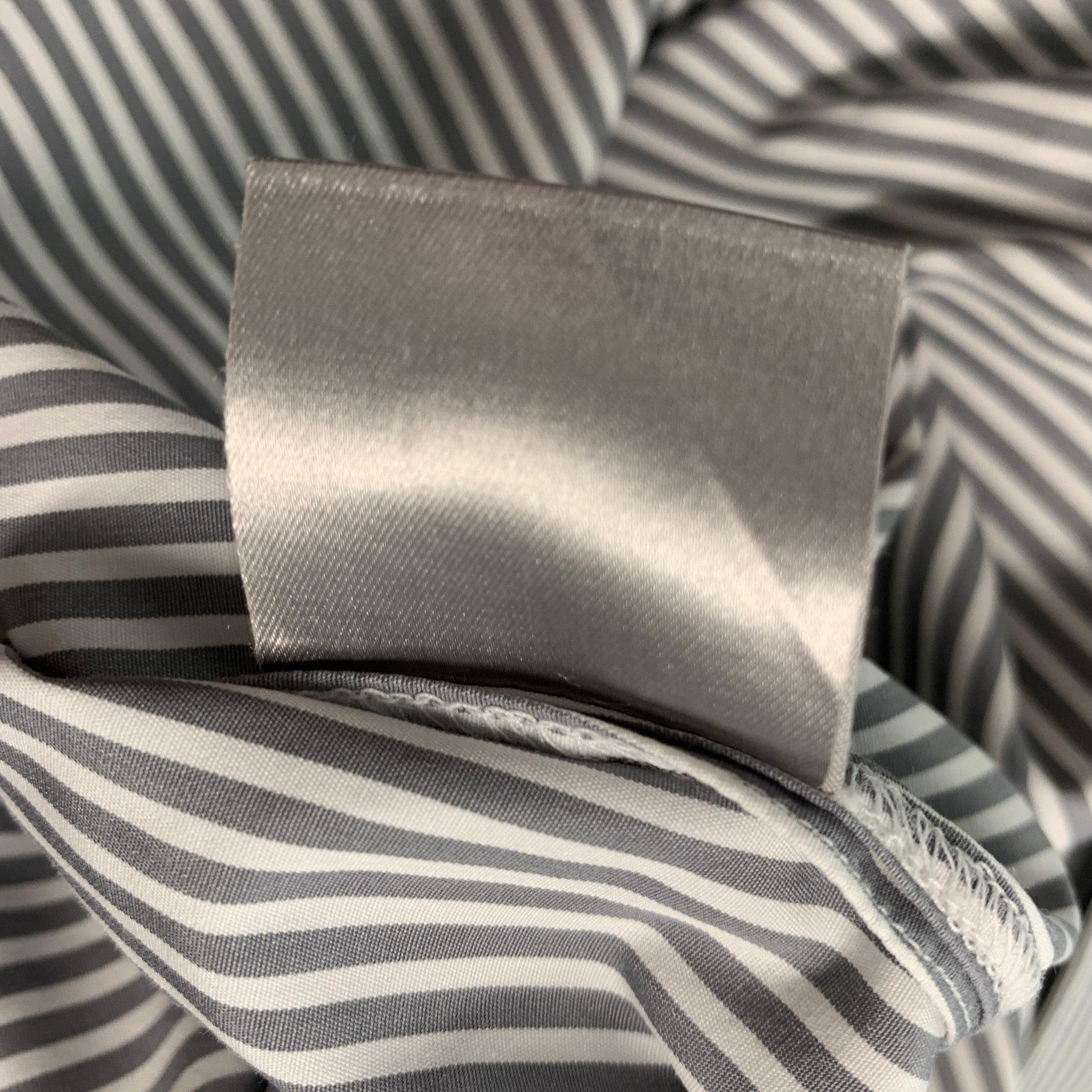 CHRISTIAN DIOR Size M Grey White Stripe Long Sleeve Shirt For Sale 2