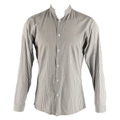 CHRISTIAN DIOR Taglia M Camicia a maniche lunghe a righe bianche e grigie