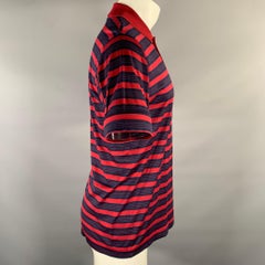 CHRISTIAN DIOR Size M Red Navy Stripe Cotton Polo