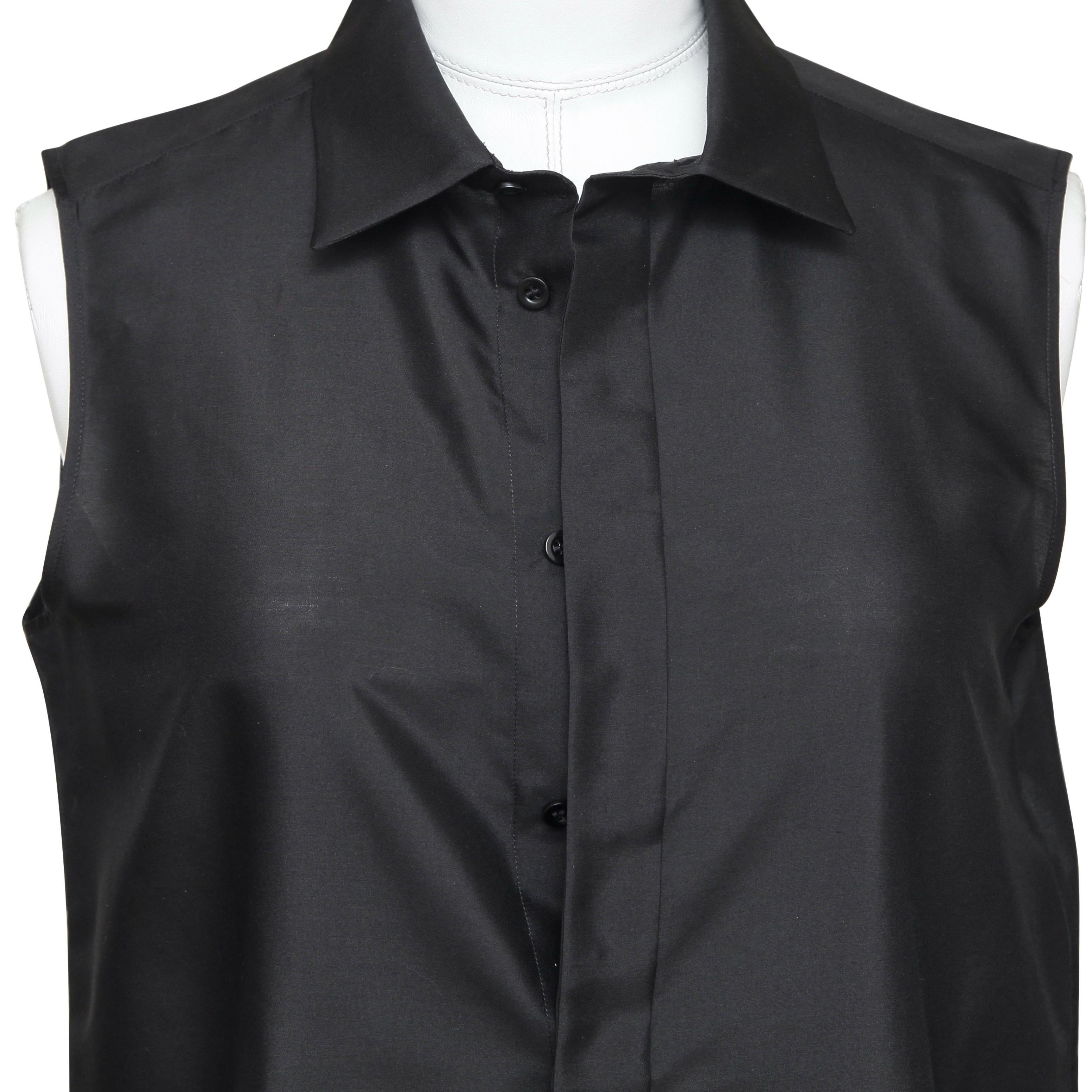 black sleeveless silk top