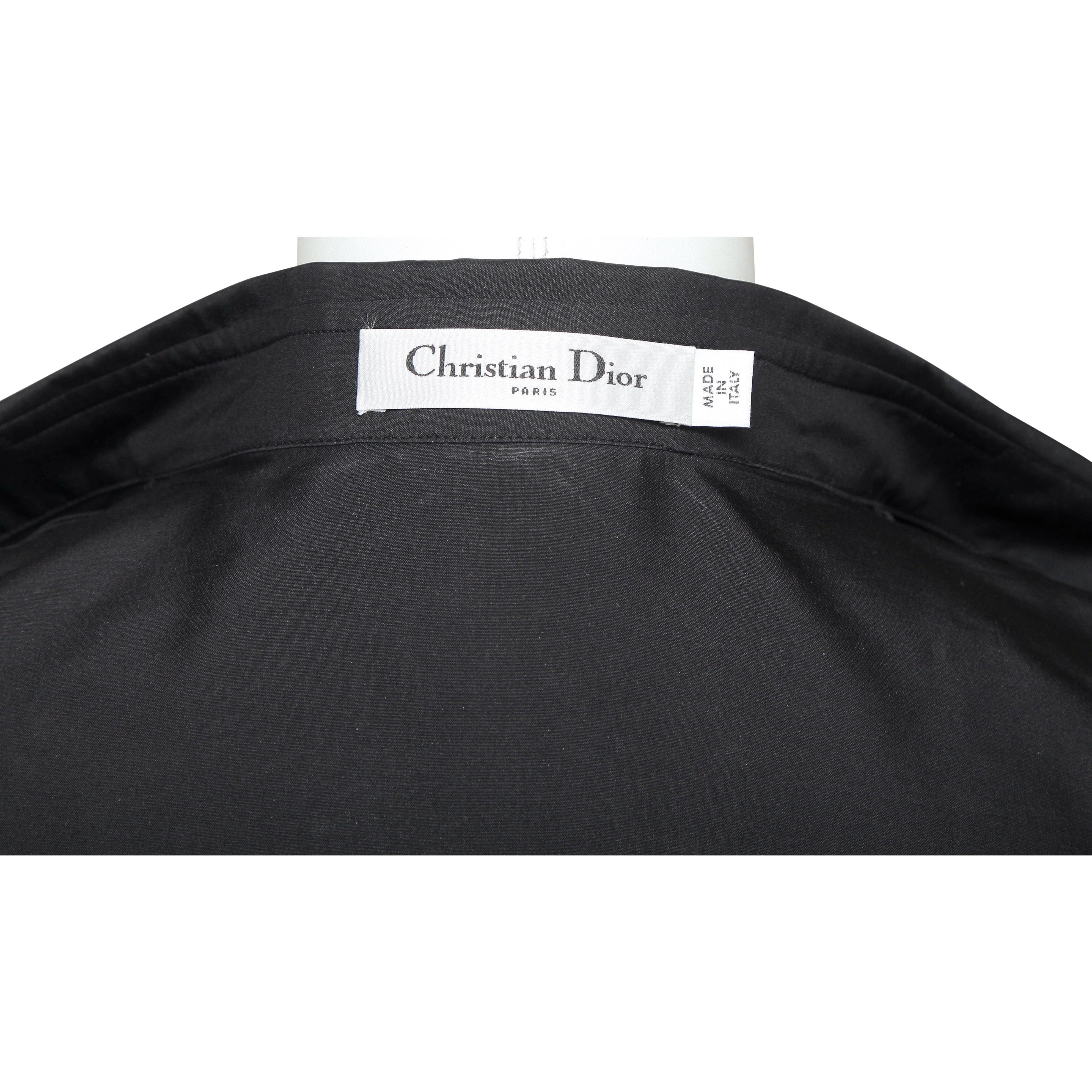 Women's CHRISTIAN DIOR Black Blouse Sleeveless Button Down Shirt Silk Top Sz 36 For Sale