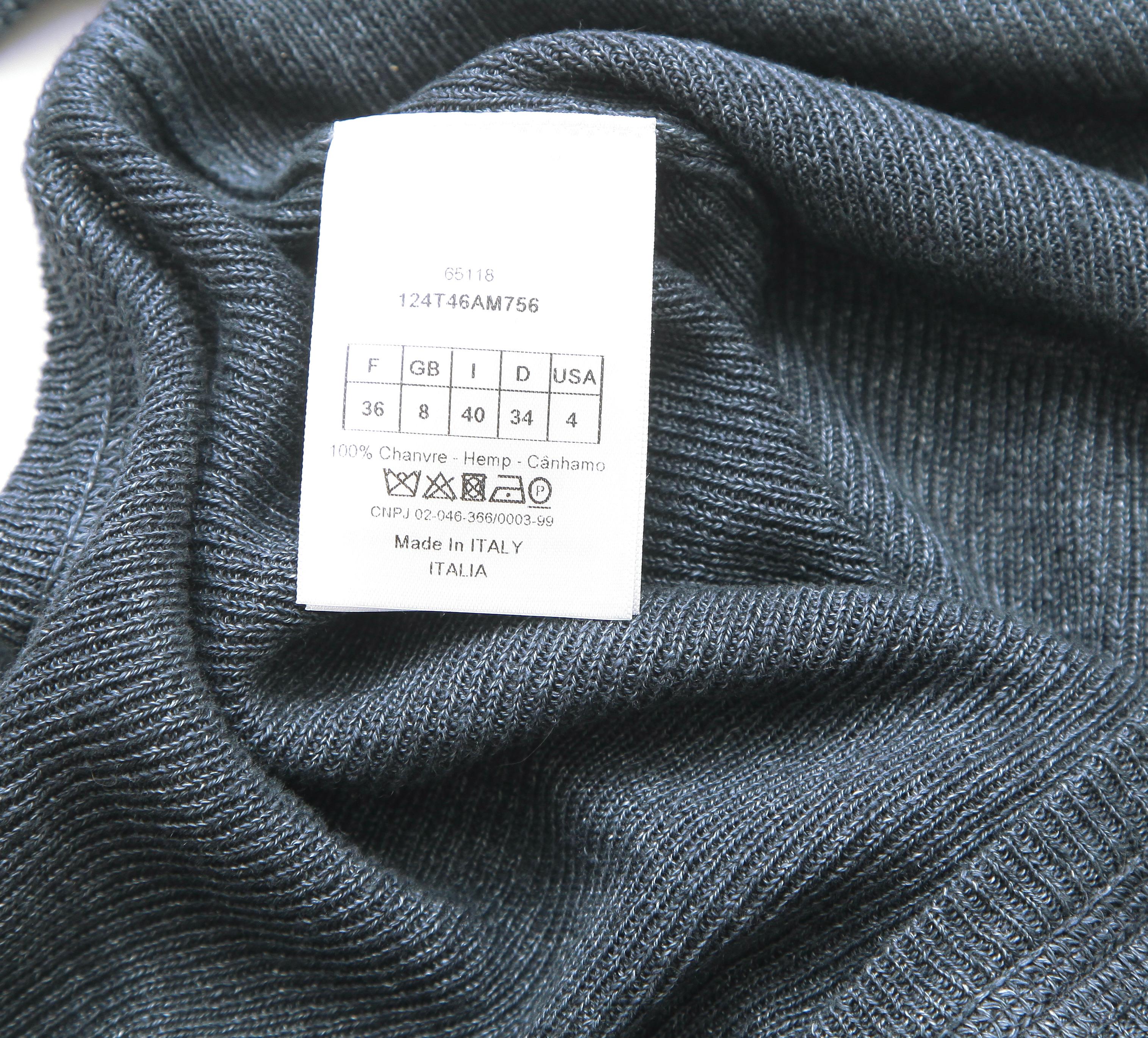 CHRISTIAN DIOR Sweater Sleeveless Knit Top Navy Blue Ribbed Shirt Sz 36 For Sale 2