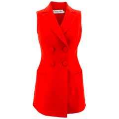 Christian Dior Sleeveless Red Blazer Waistcoat - Size US 2
