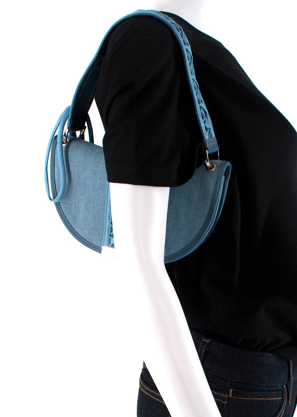 Blue Christian Dior Small Admit It Denim Lace-Up Detail Shoulder Bag 