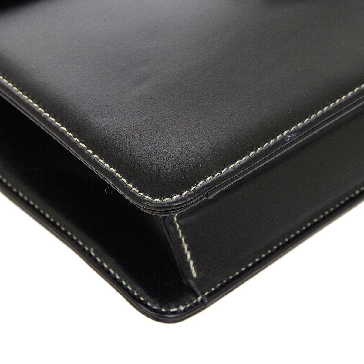 Christian Dior Small Black Leather Gold 2 in 1 Clutch Shoulder Flap Bag 1