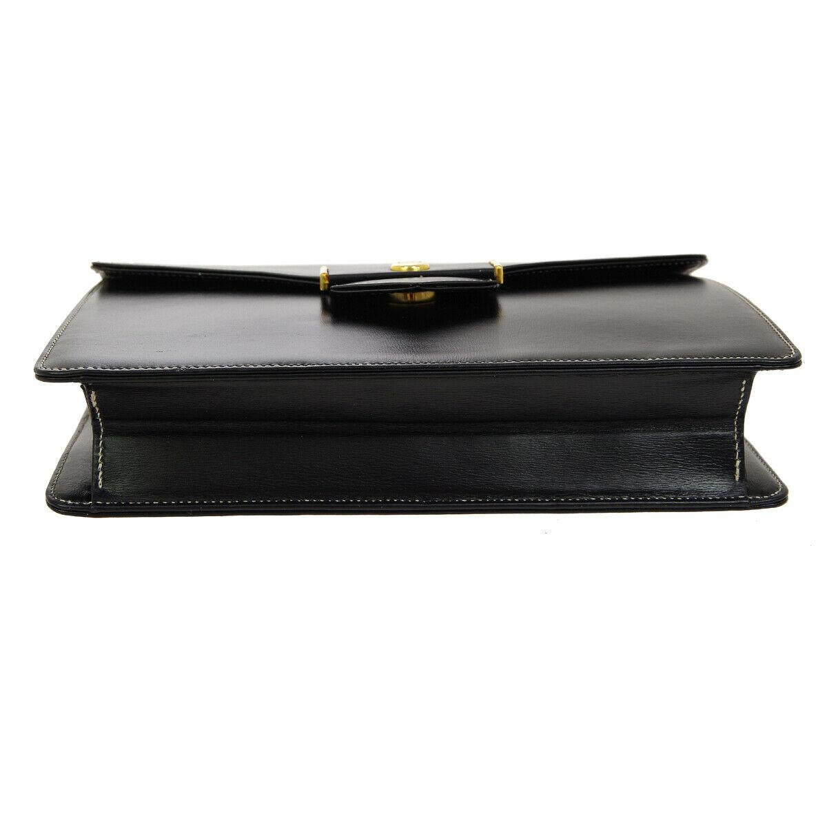 Christian Dior Small Black Leather Gold 2 in 1 Clutch Shoulder Flap Bag 2
