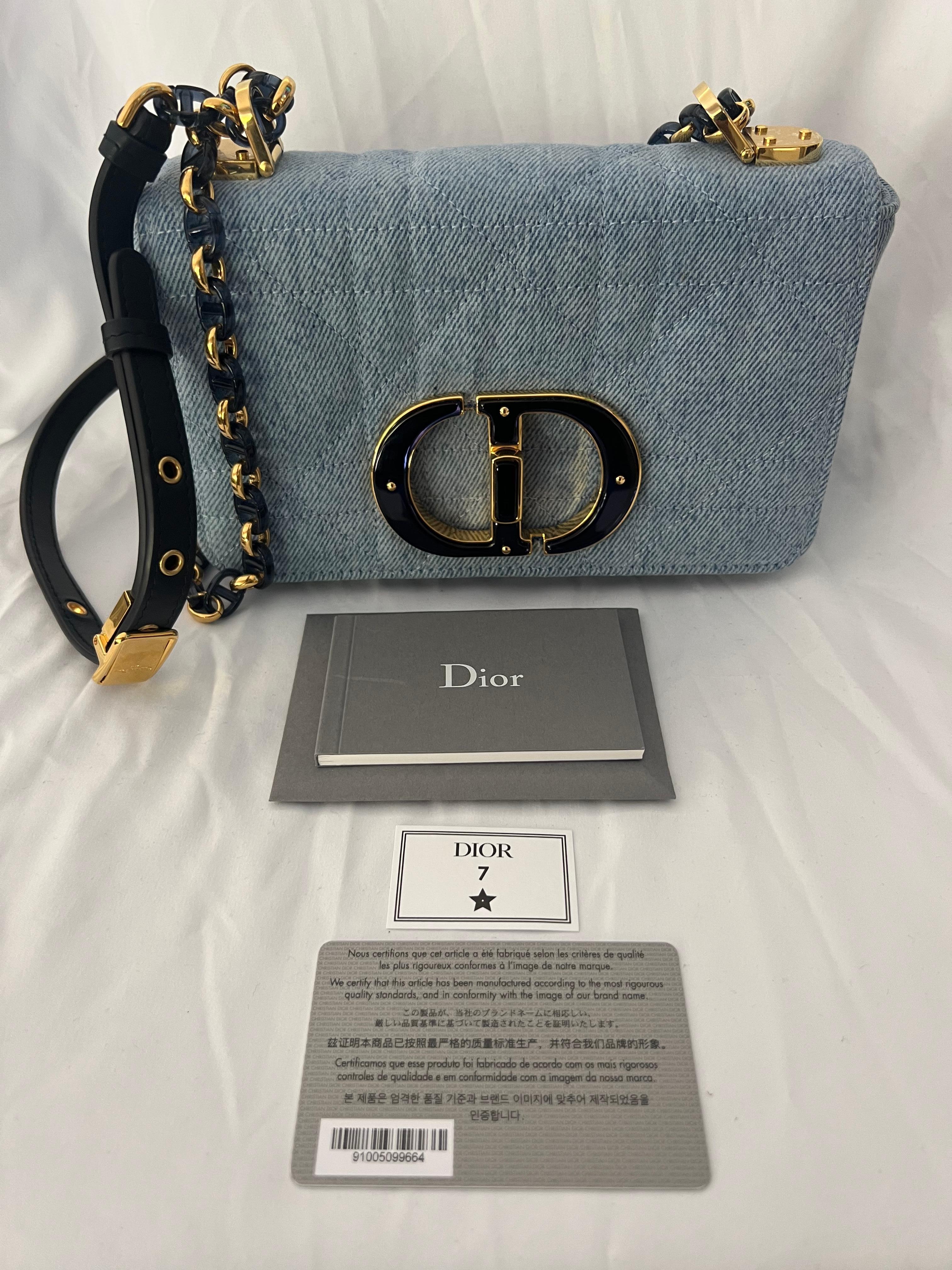 Christian Dior Small Denim Macrocannage Caro Crossbody Bag 10