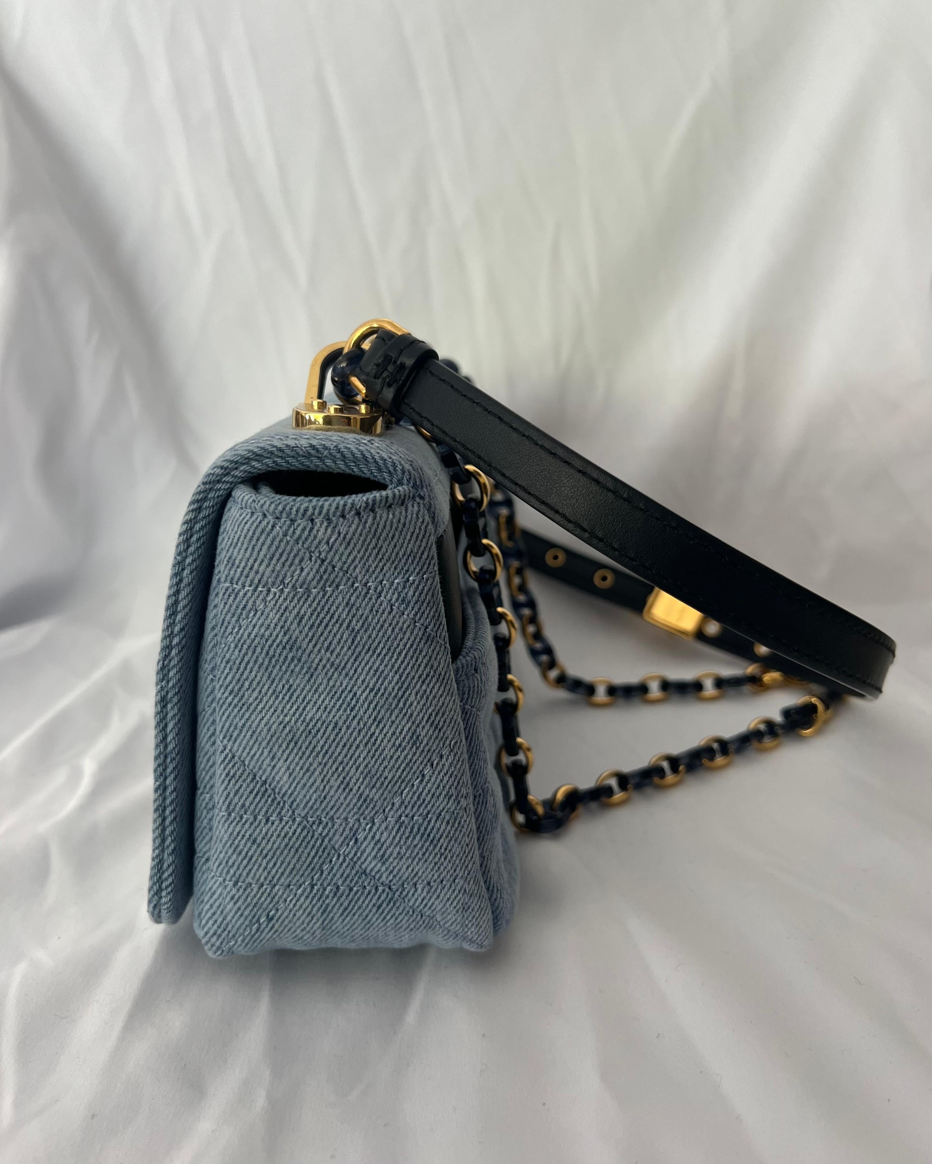 Women's or Men's Christian Dior Small Denim Macrocannage Caro Crossbody Bag