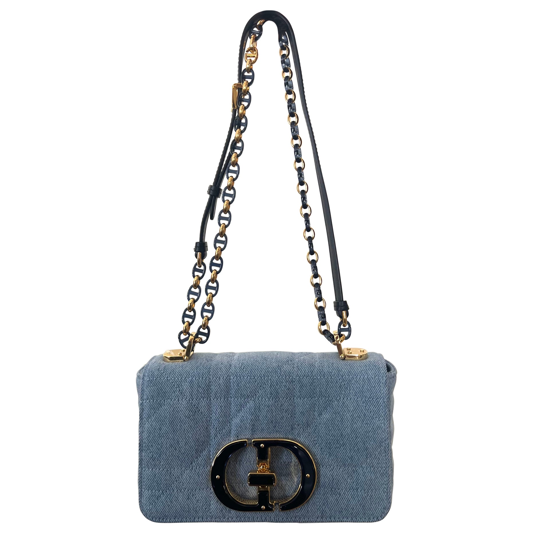 Christian Dior Small Denim Macrocannage Caro Crossbody Bag