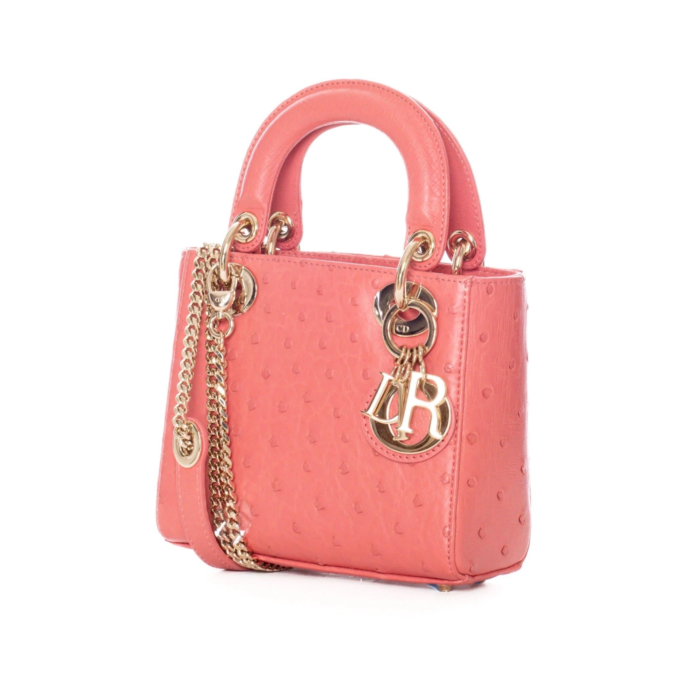 Christian Dior Small Ostrich Lady Dior Bag (2022) In Excellent Condition In Los Angeles, CA