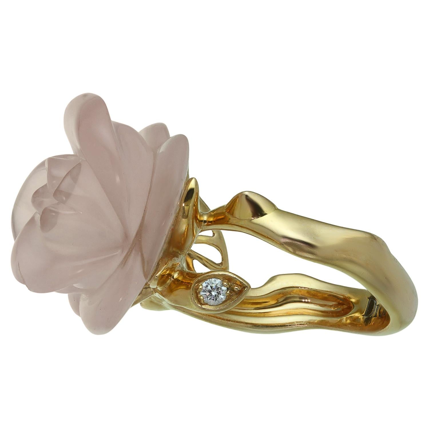 CHRISTIAN DIOR Kleiner Rose Dior Pre Catelan Diamant-Goldquarz-Ring 53 Damen im Angebot