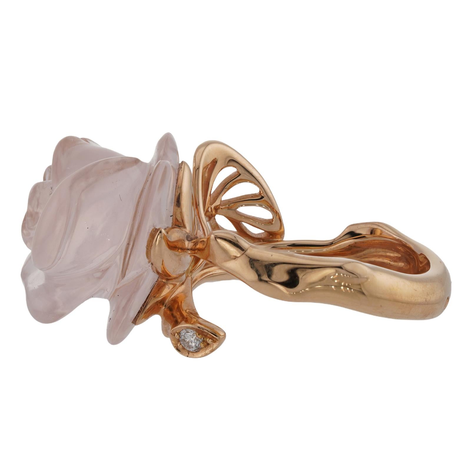 Christian Dior Anello Pre-Catelan Small Rose con diamante e quarzo rosa chiaro in vendita 1