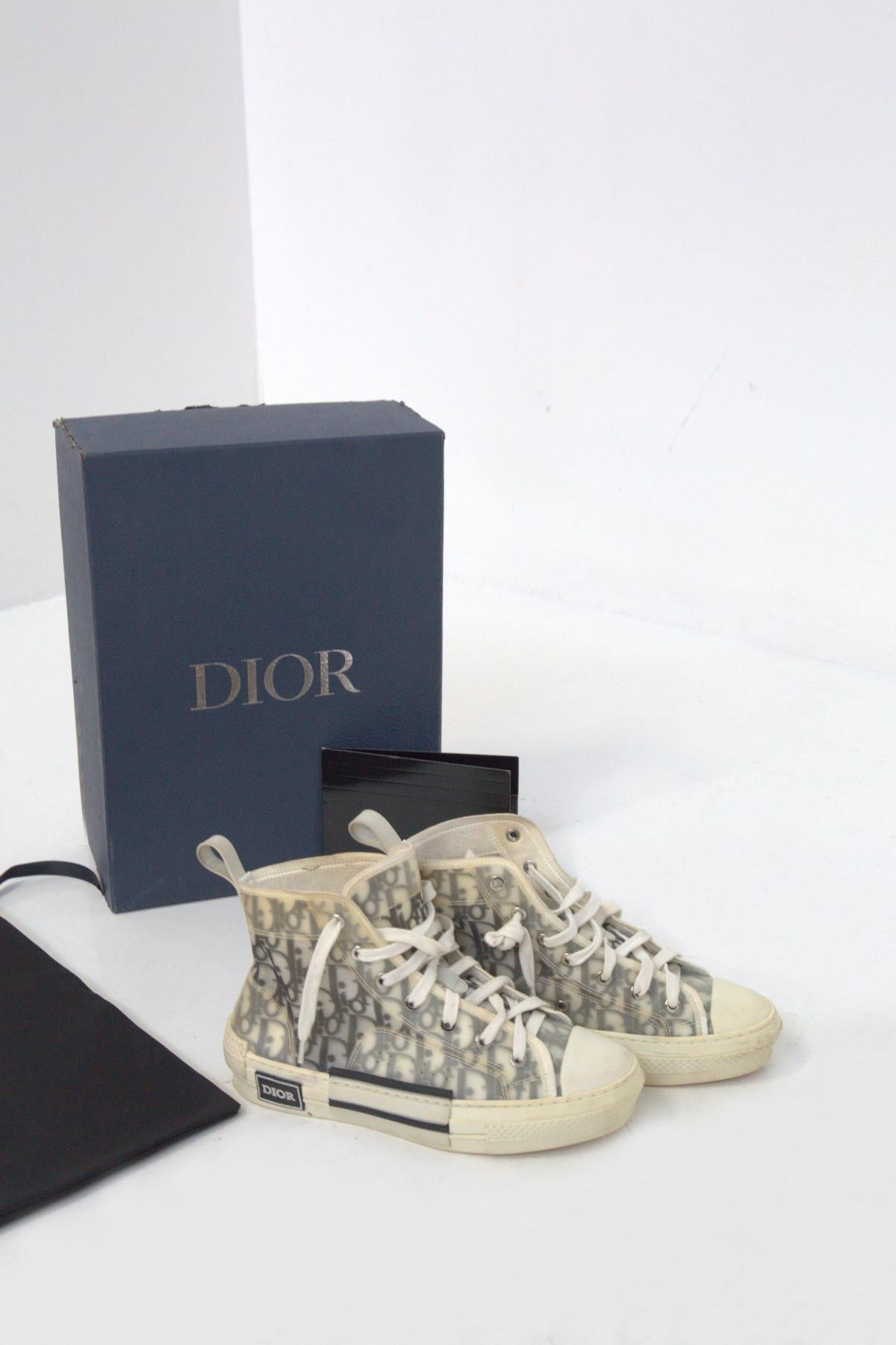 Christian Dior Turnschuhe B23 mit hohem Weiß (Grau) im Angebot