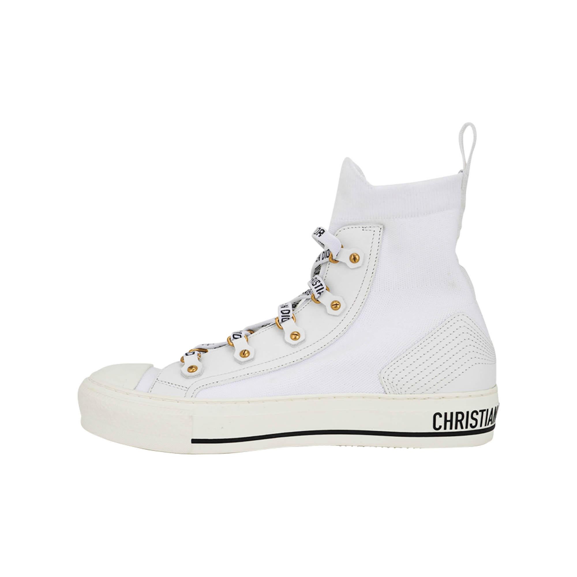 Gray Christian Dior Sneaker Walk'n Dior Technical Knit High Top Platform White 37.5 For Sale