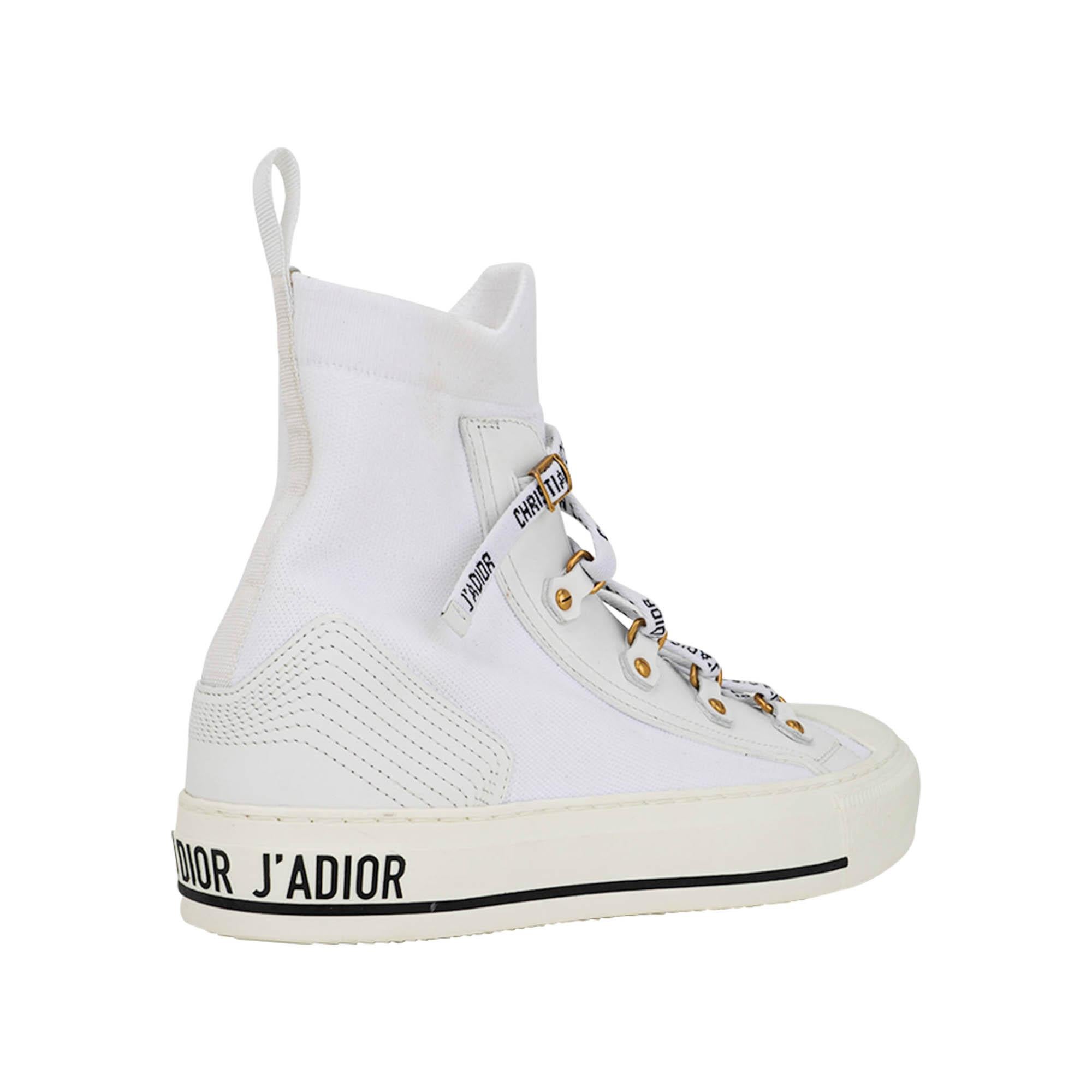 Women's Christian Dior Sneaker Walk'n Dior Technical Knit High Top Platform White 37.5 For Sale