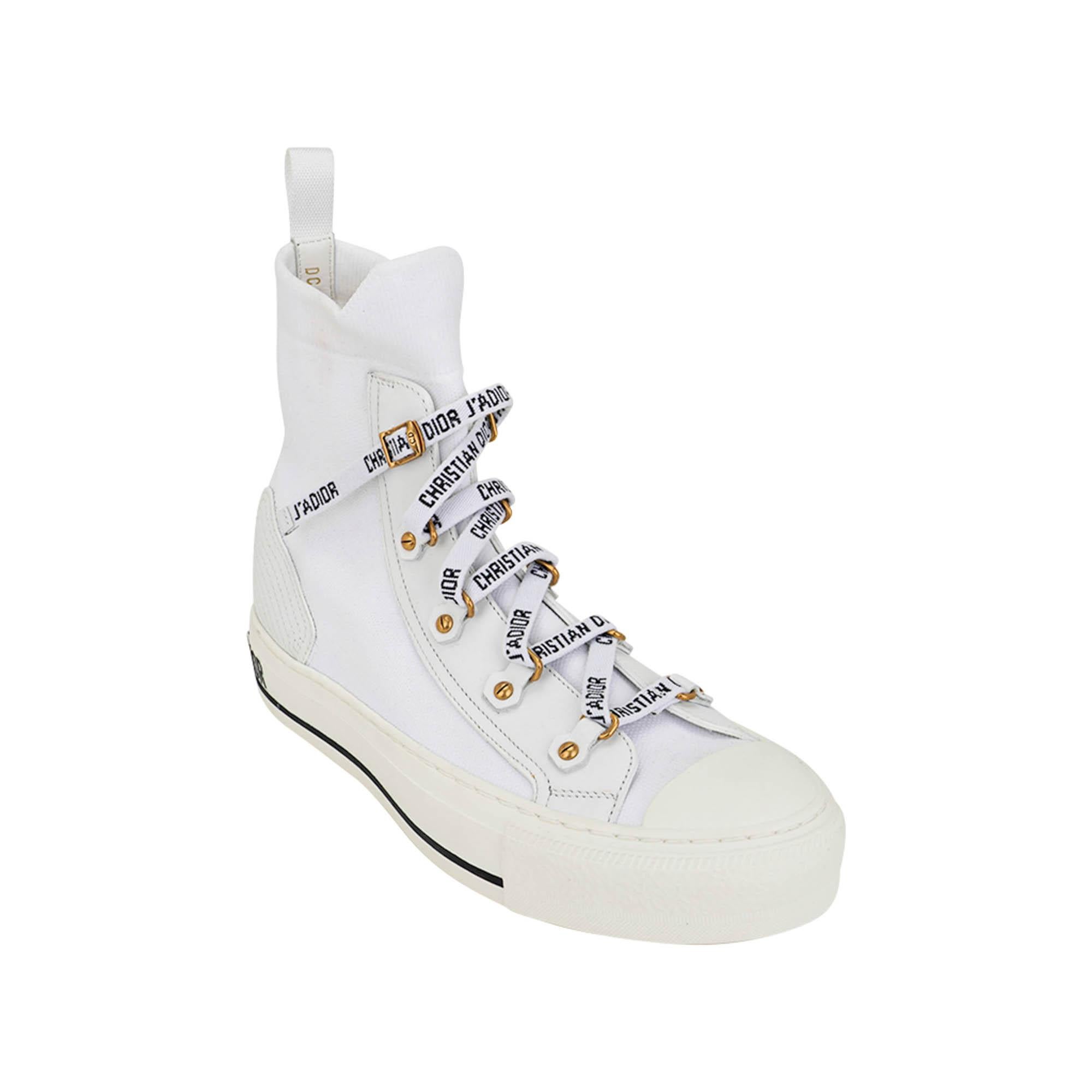 Christian Dior Sneaker Walk'n Dior Technical Knit High Top Platform White 37.5 For Sale 1