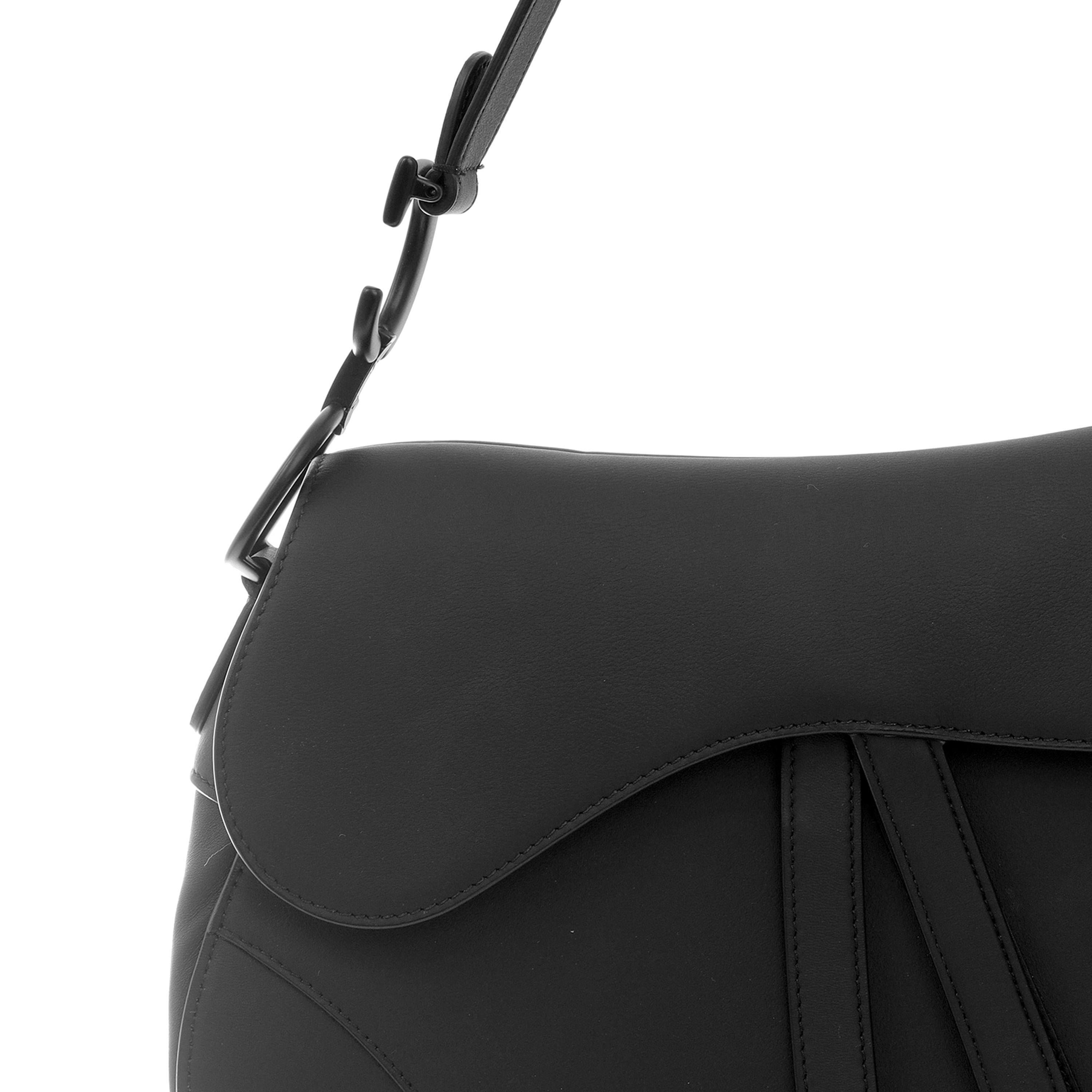 Christian Dior So Schwarze Satteltasche aus Leder im Zustand „Hervorragend“ in Palm Beach, FL
