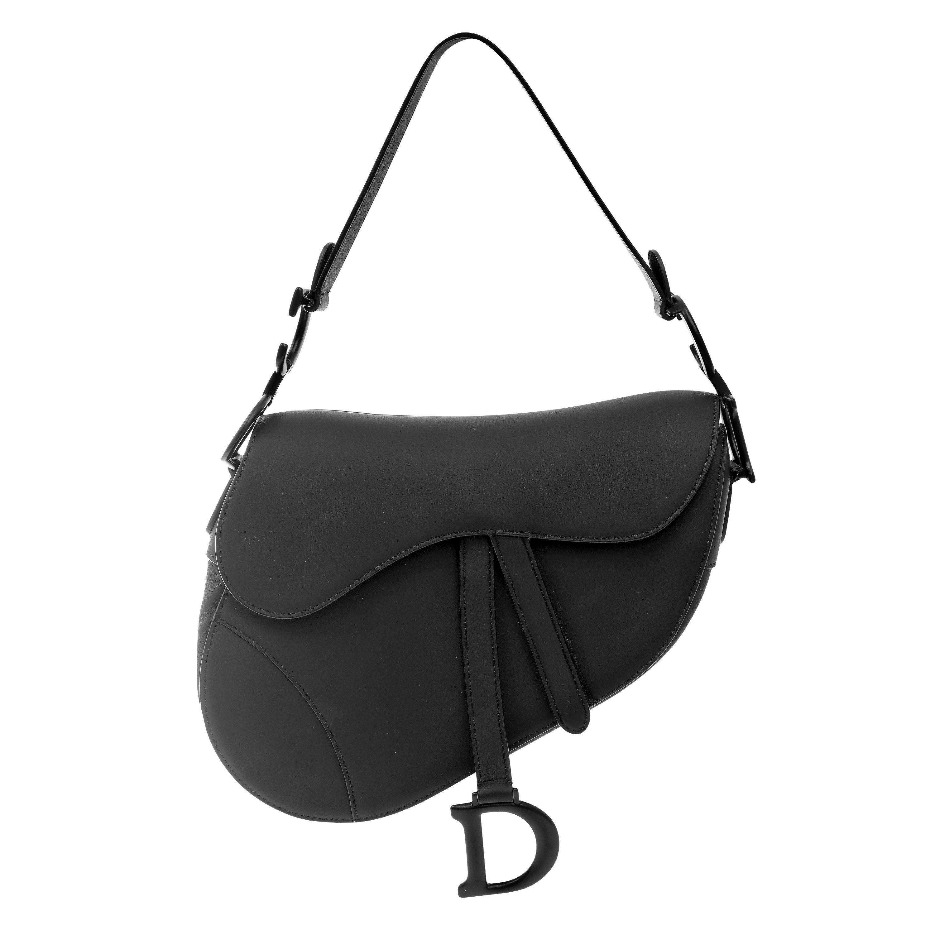 Women's Christian Dior So Black Leather Saddle Bag