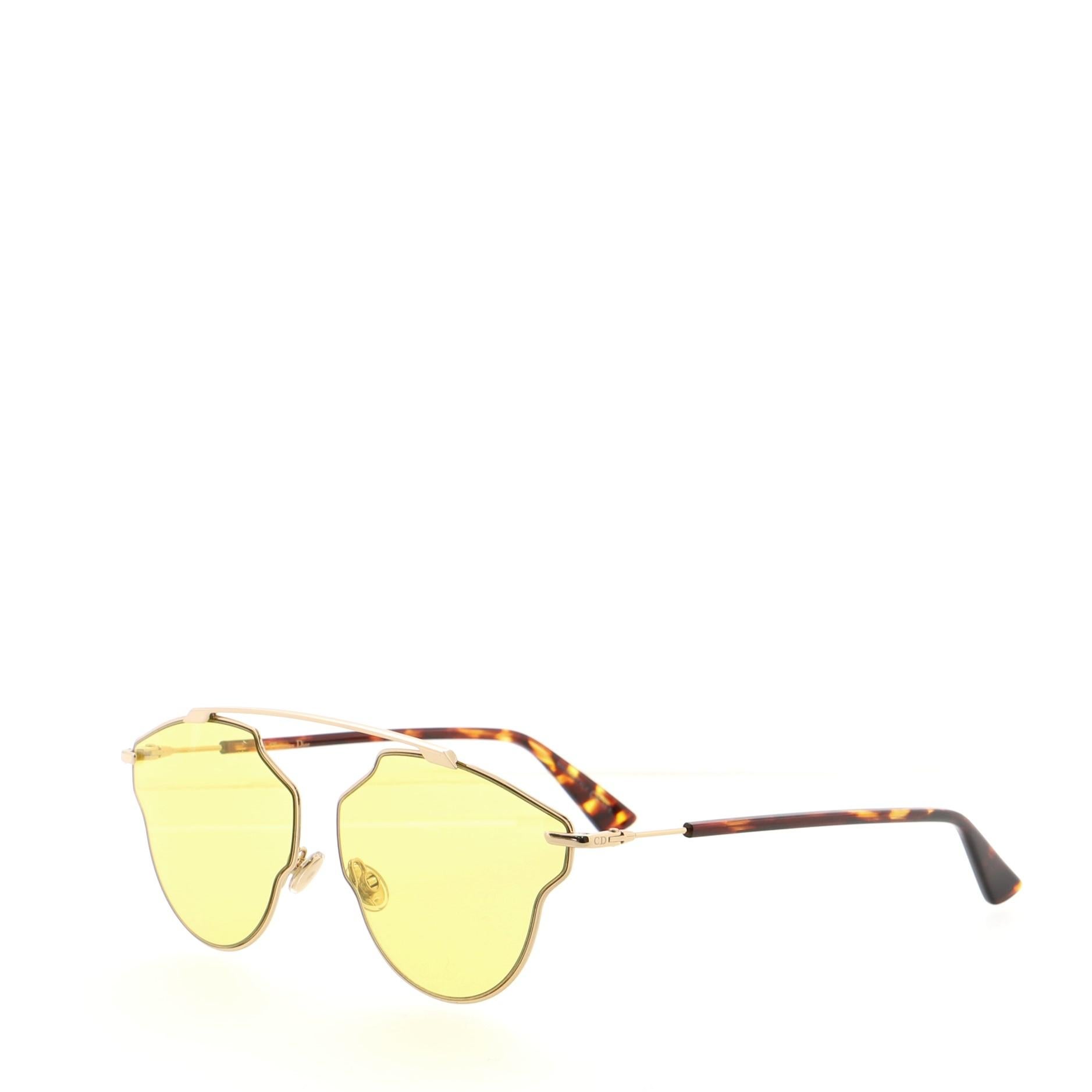 Black Christian Dior So Real Pop Aviator Sunglasses Tortoise Acetate and Metal Brown