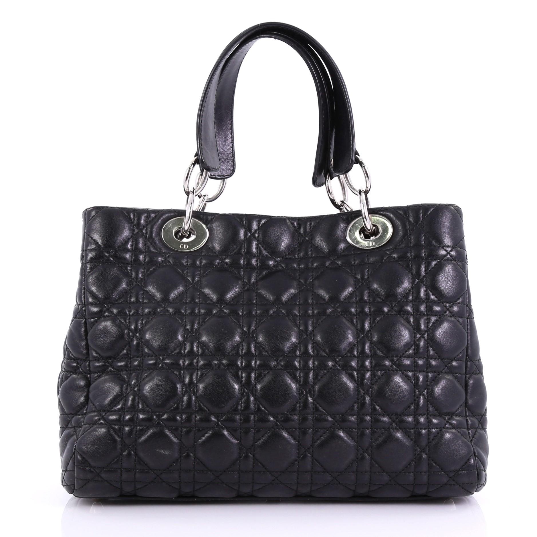 Christian Dior Soft Shopping Tote Cannage Quilt Lambskin Small In Good Condition In NY, NY