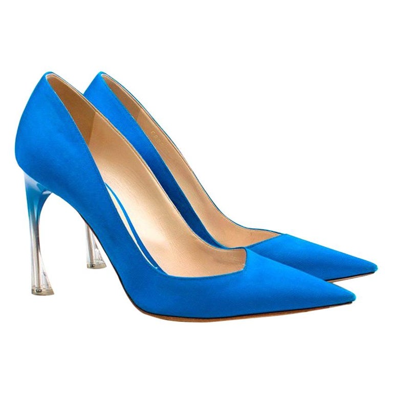 Christian Dior Songe PerspexHeel Blue Pumps US 8 at 1stDibs