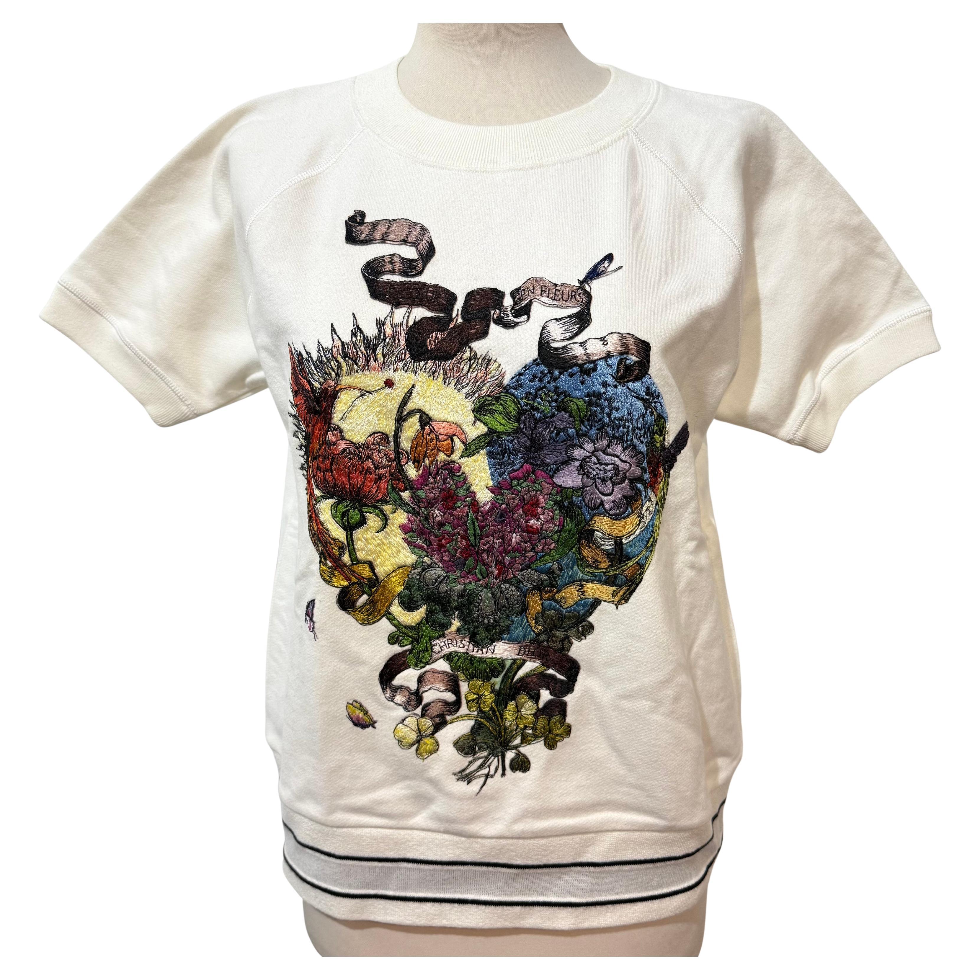 Christian Dior Souvenir Embroidered Floral Sweater Size XS For Sale