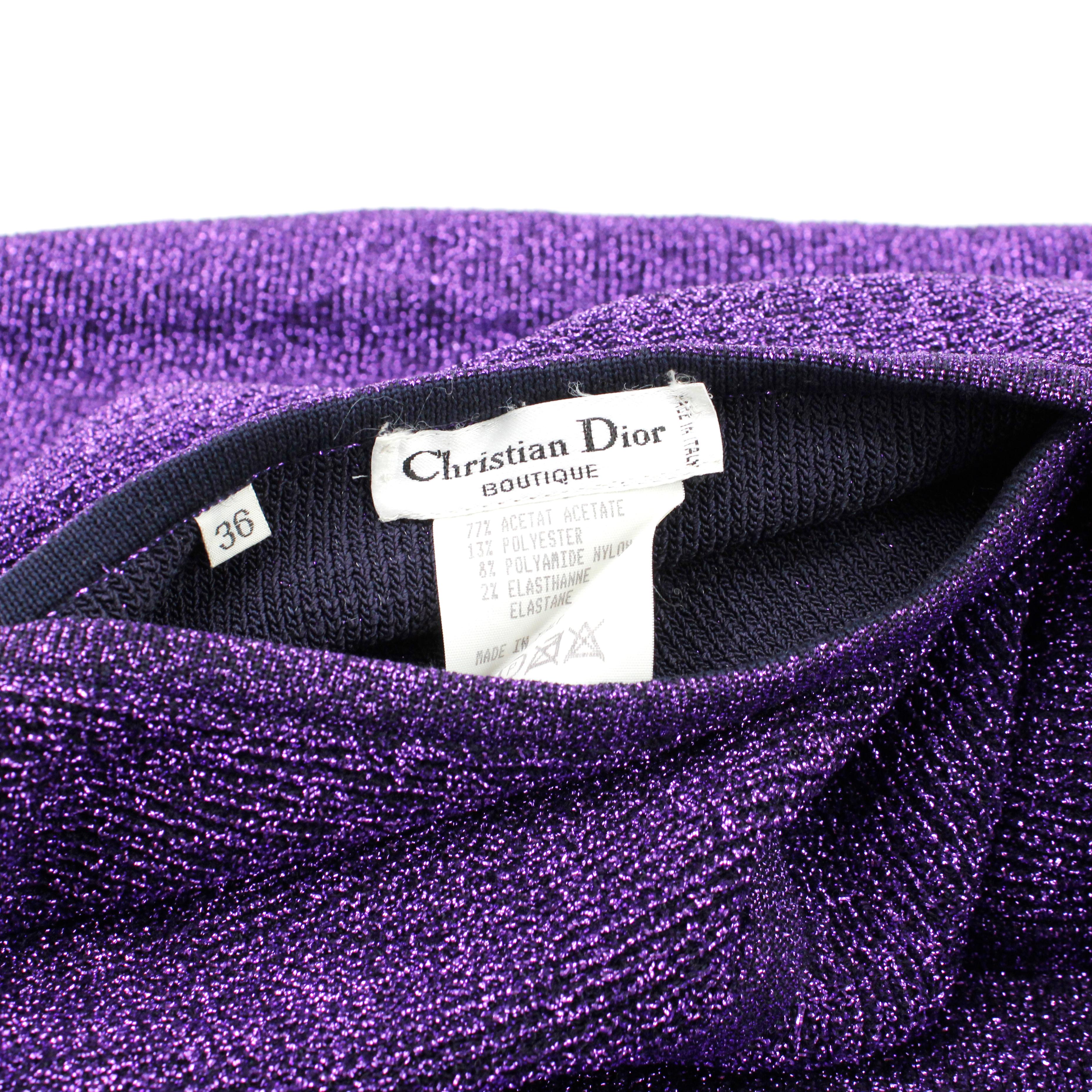 Christian Dior Vestido morado brillante / Tailleur (Top y Falda) en Excelente estado para la venta en Bressanone, Trentino-Alto Adige