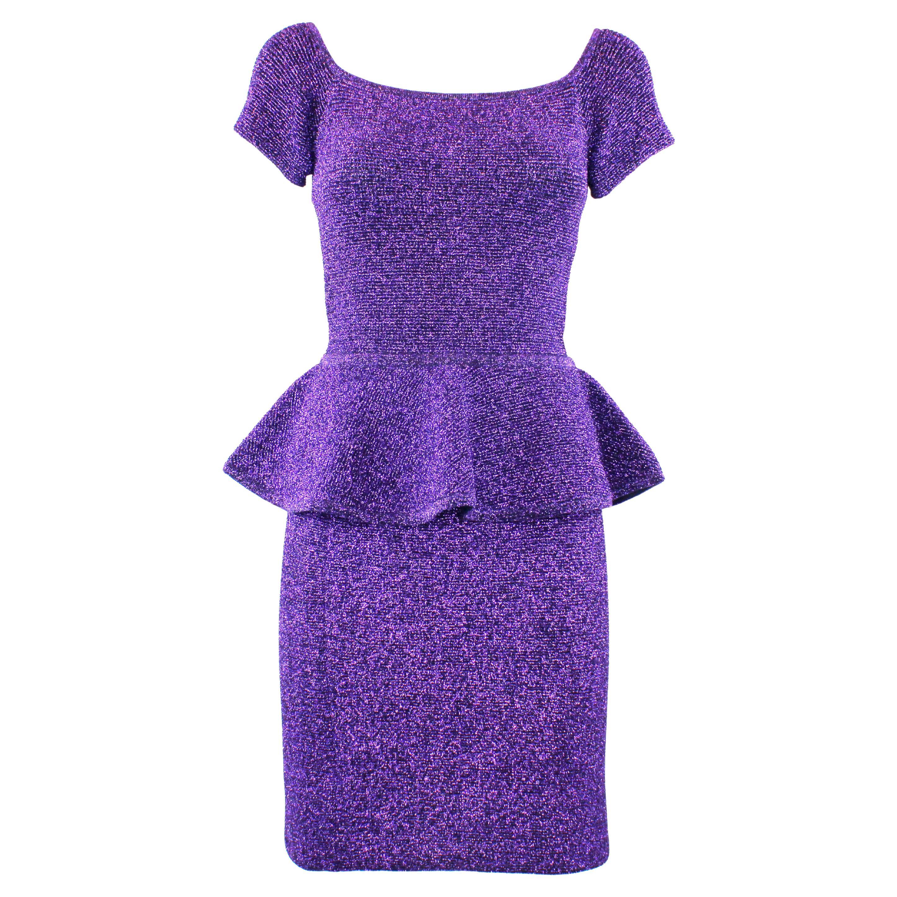Christian Dior Vestido morado brillante / Tailleur (Top y Falda) en venta