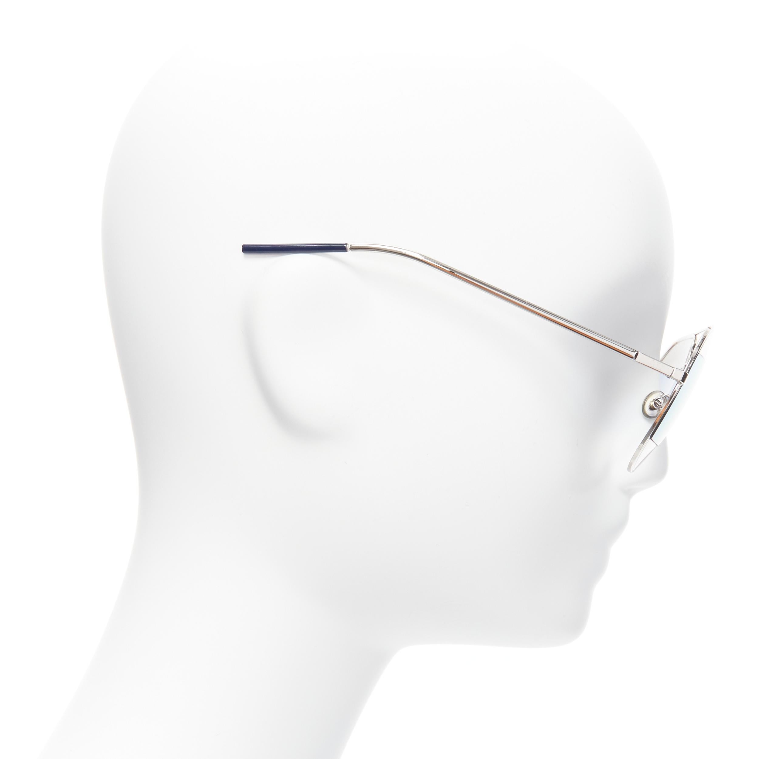 CHRISTIAN DIOR Split 0103J CD logo silver blue striped aviator sunglasses In Excellent Condition For Sale In Hong Kong, NT